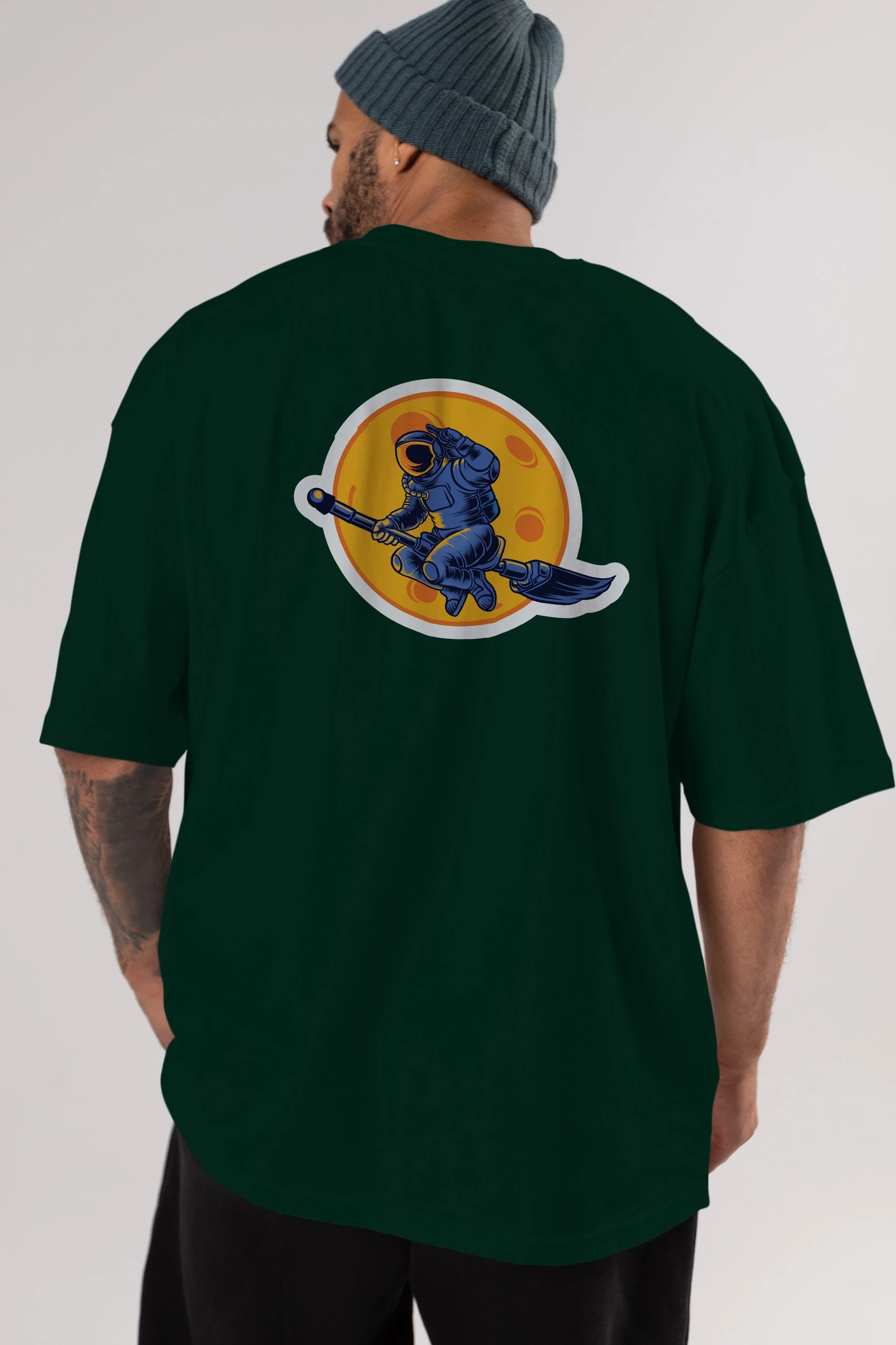 Space Witch Sticker Arka Baskılı Oversize t-shirt Erkek Kadın Unisex