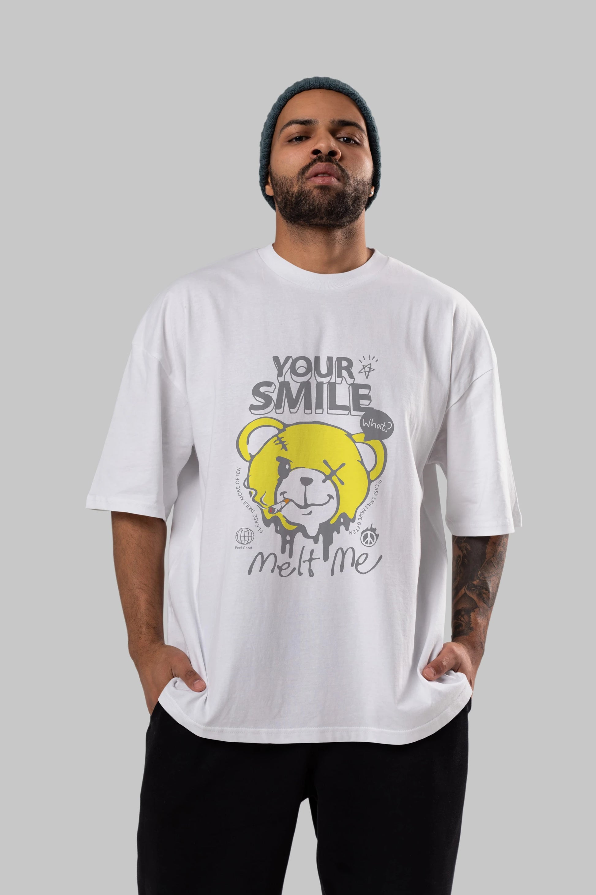 Your Smile Bear Ön Baskılı Oversize t-shirt Erkek Kadın Unisex