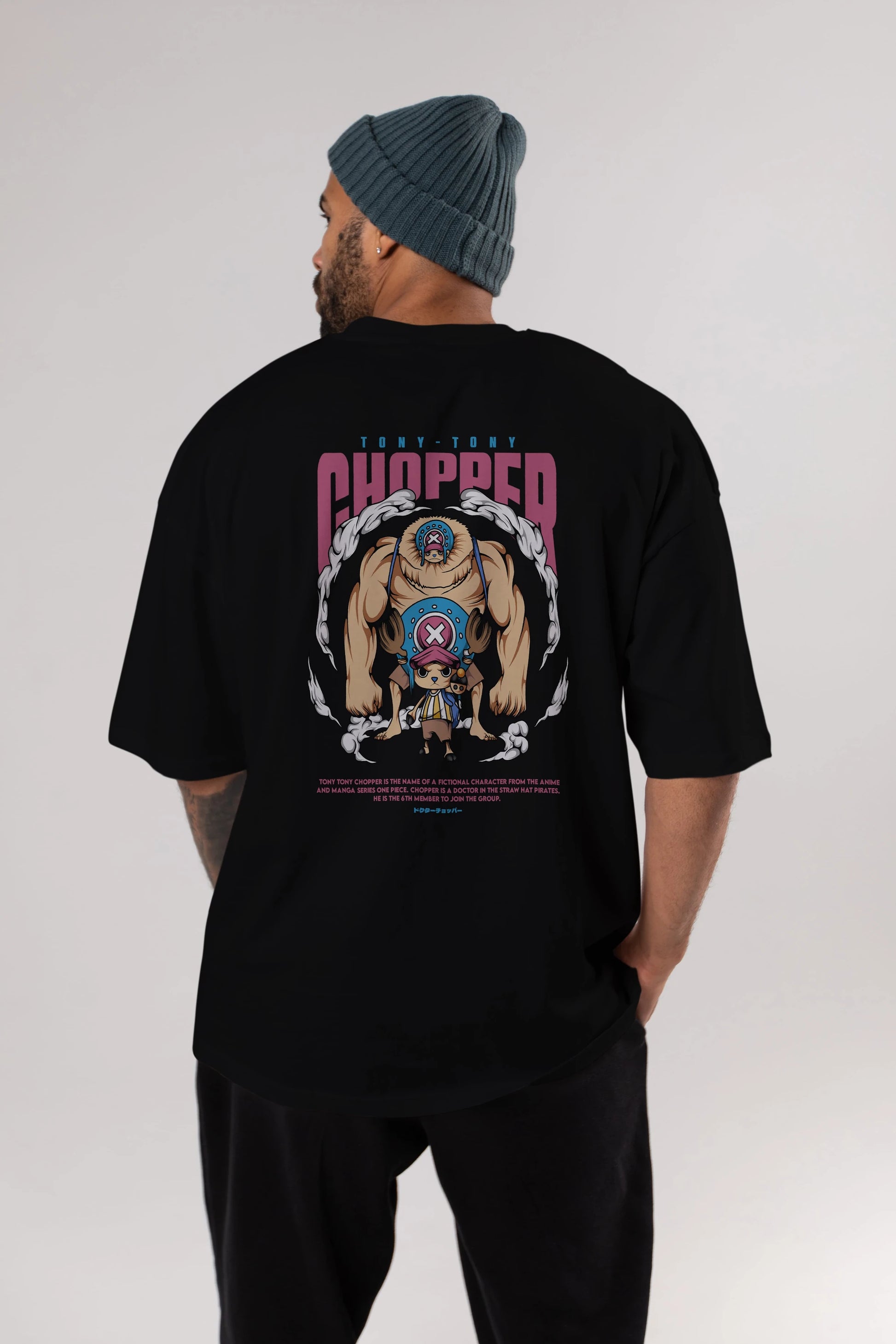 Tony Tony Chopper Anime Arka Baskılı Oversize t-shirt Erkek Kadın Unisex