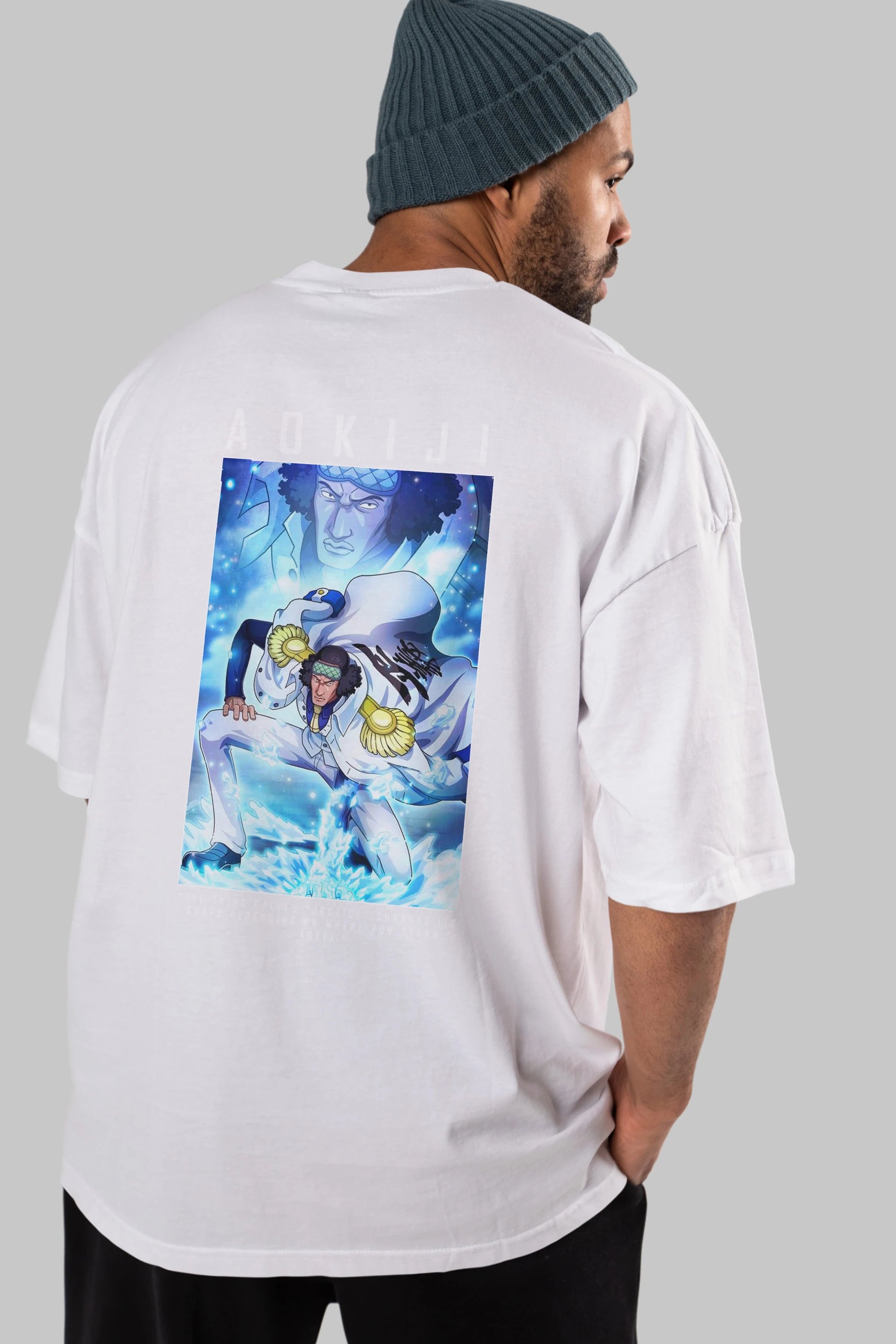 Kuzan Anime Arka Baskılı Oversize t-shirt Erkek Kadın Unisex %100 pamuk tişort