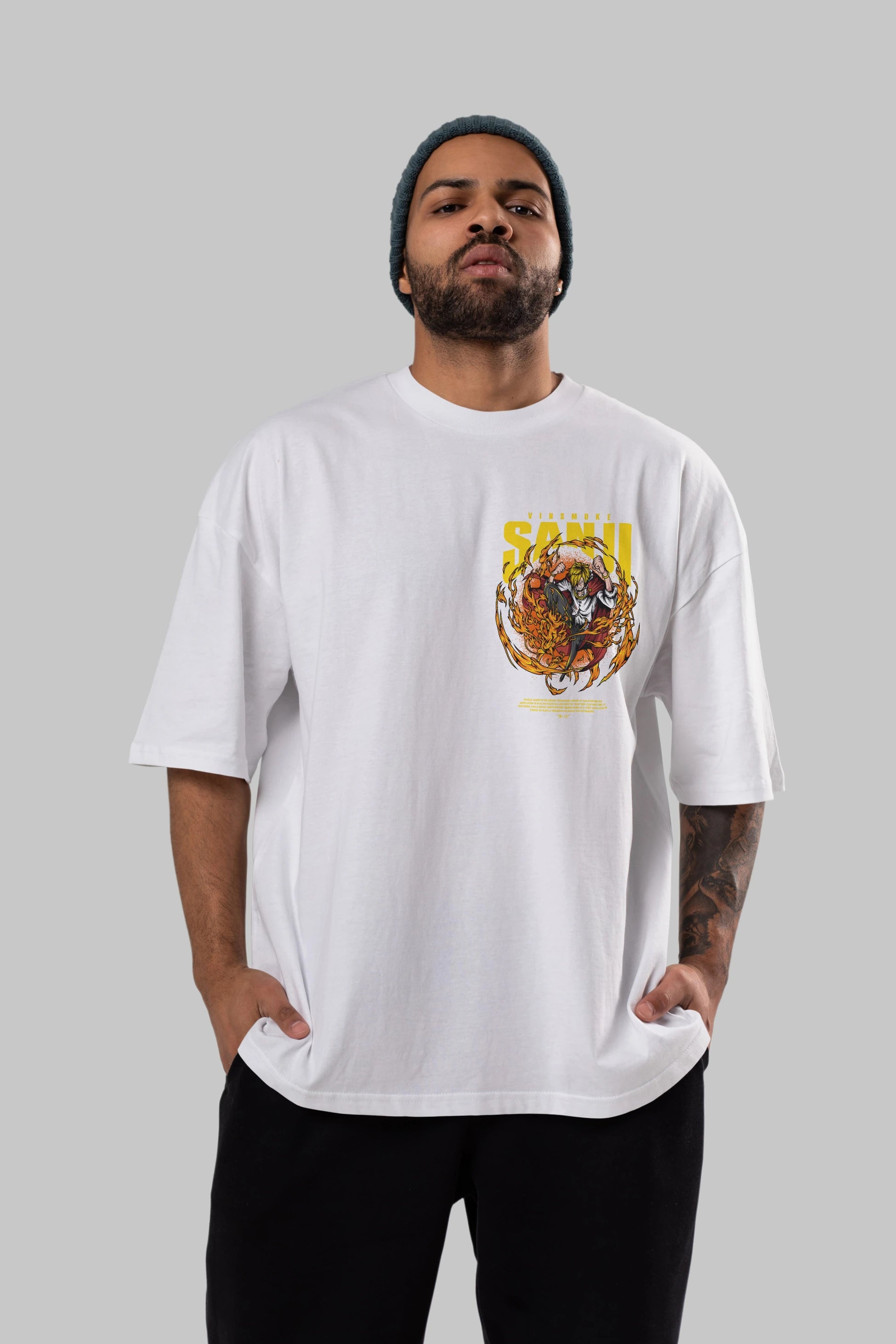 Vinsmoke Sanji Ön Sol Baskılı Oversize t-shirt Erkek Kadın Unisex %100 Pamuk Bisiklet Yaka tişort