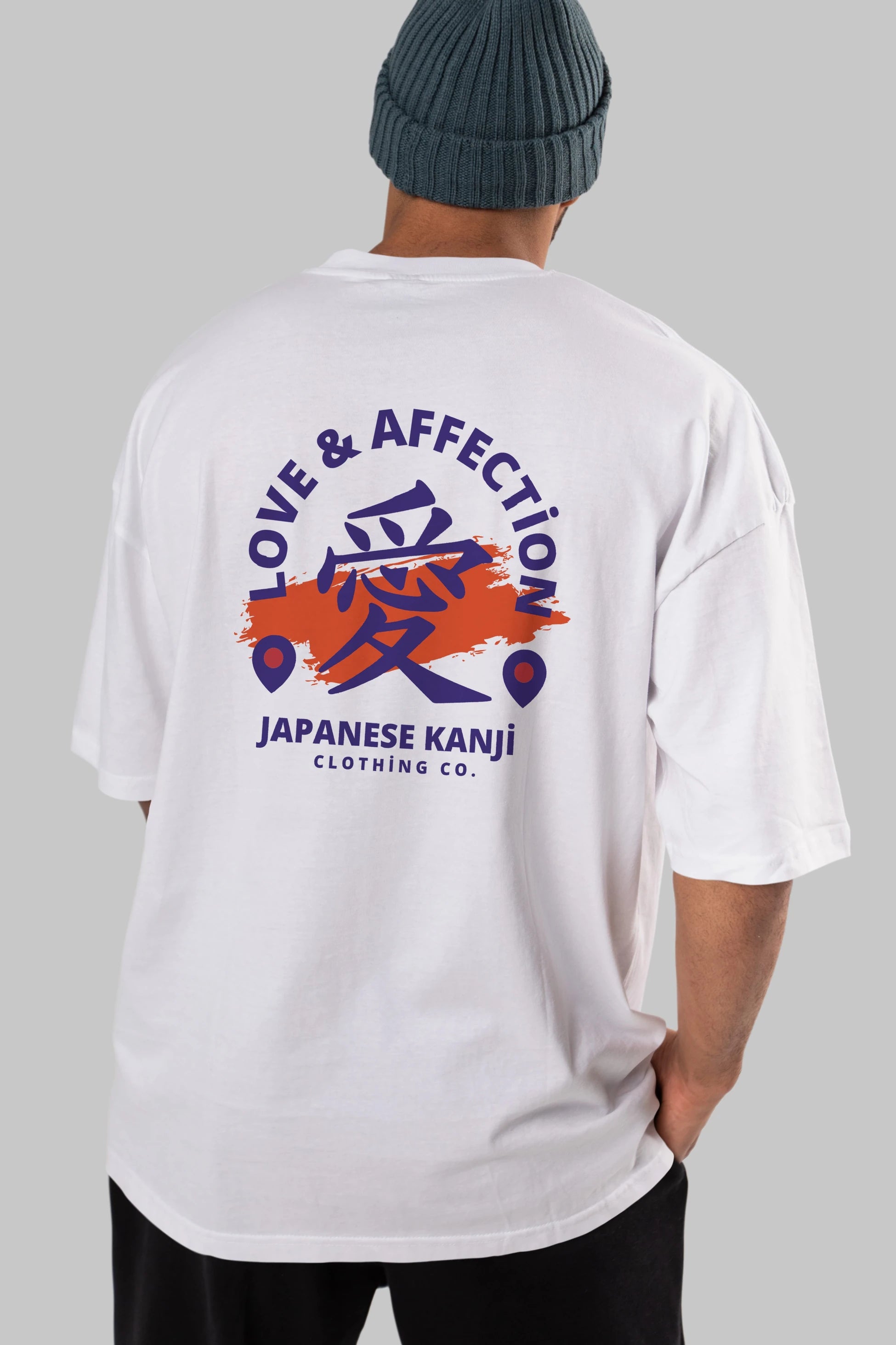 Love Affection Japanese Yazılı Arka Baskılı Oversize t-shirt Erkek Kadın Unisex