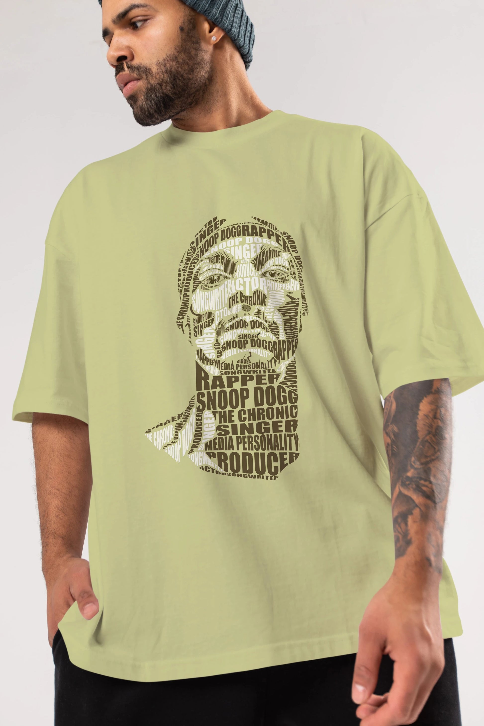 Snoop Dogg Calligram Ön Baskılı Oversize t-shirt %100 pamuk Erkek Kadın Unisex