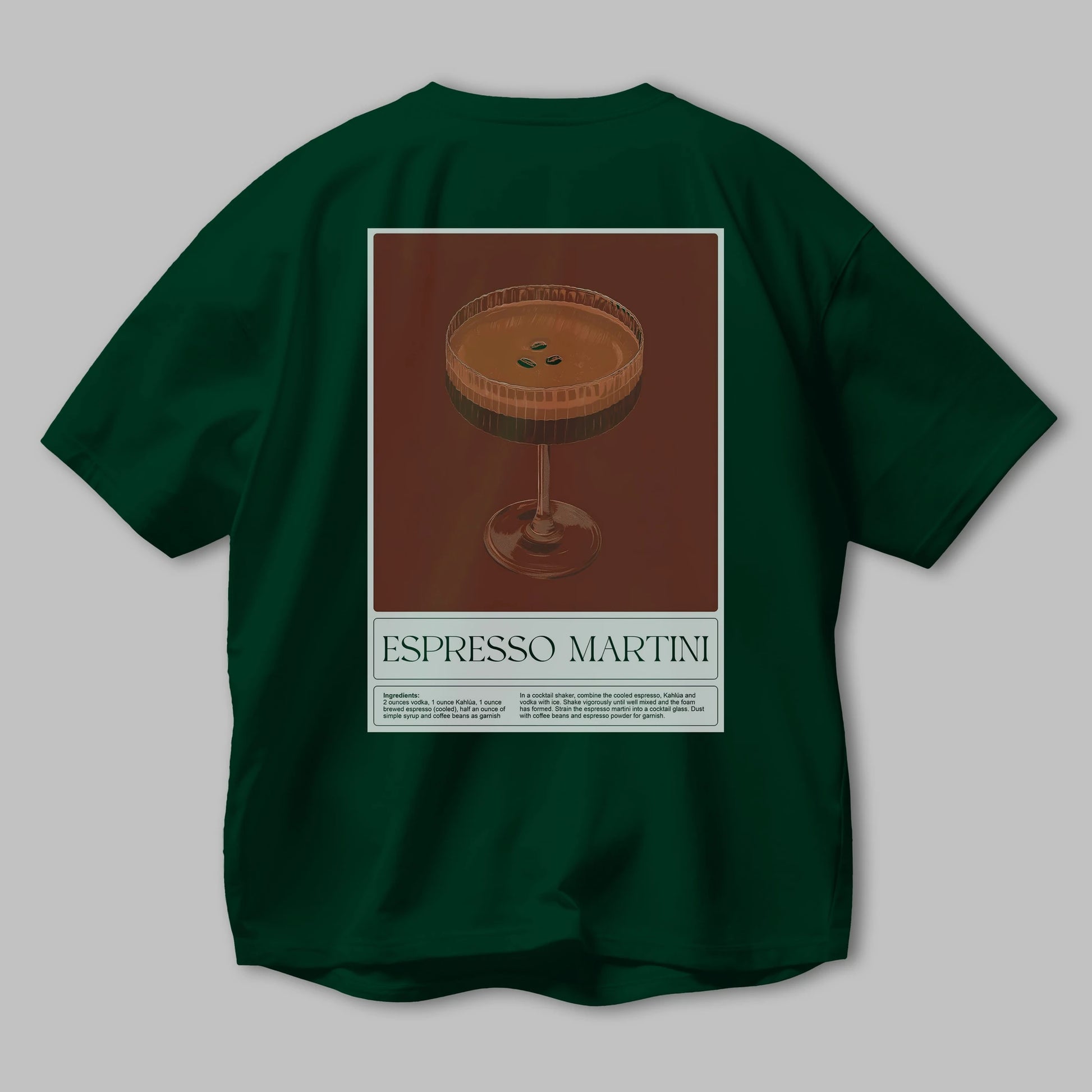 Espresso Martini Arka Baskılı Oversize t-shirt Erkek Kadın Unisex %100 Pamuk Bisiklet Yaka tişort
