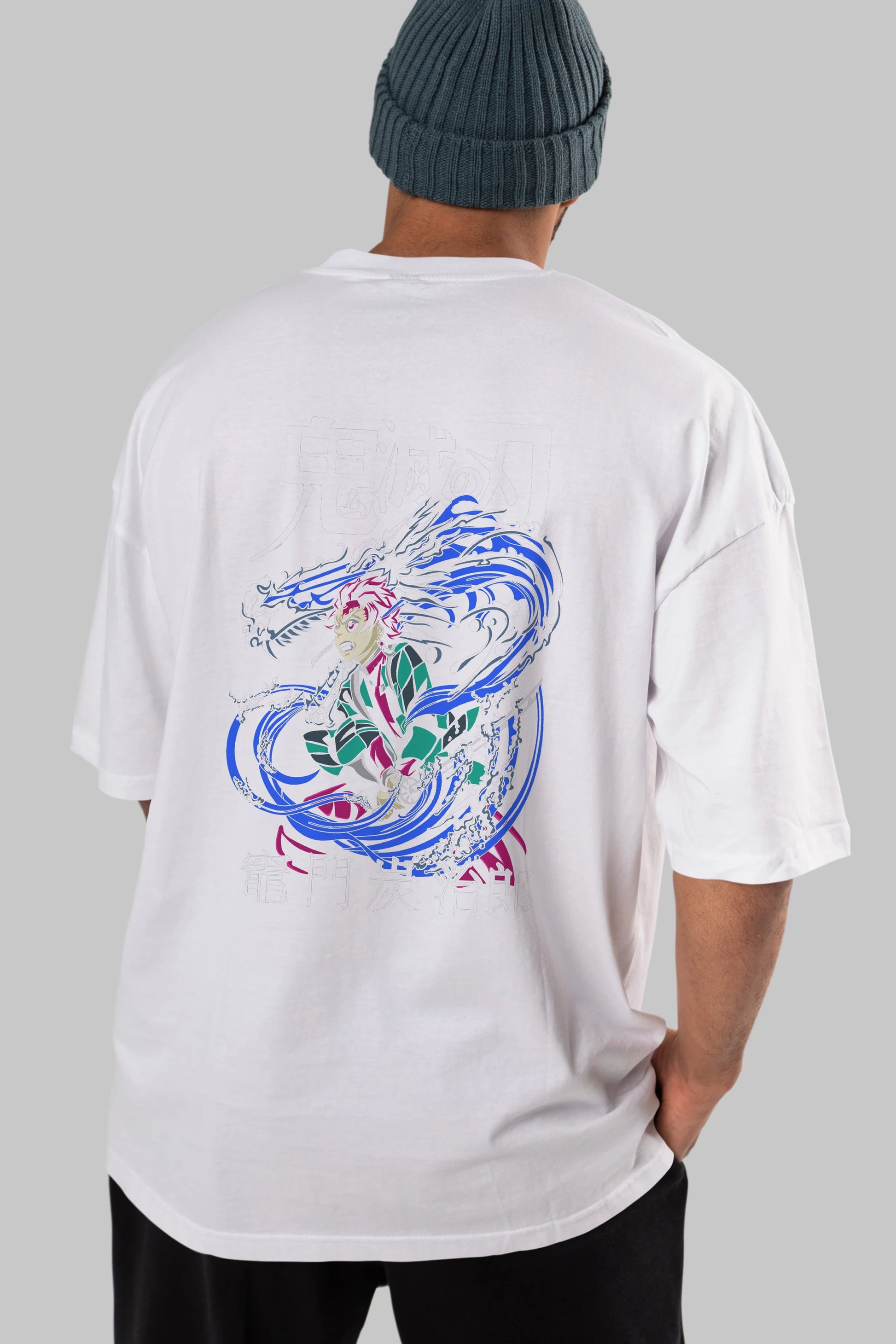 TANJIRO KAMADO 2 Anime Arka Baskılı Oversize t-shirt Erkek Kadın Unisex