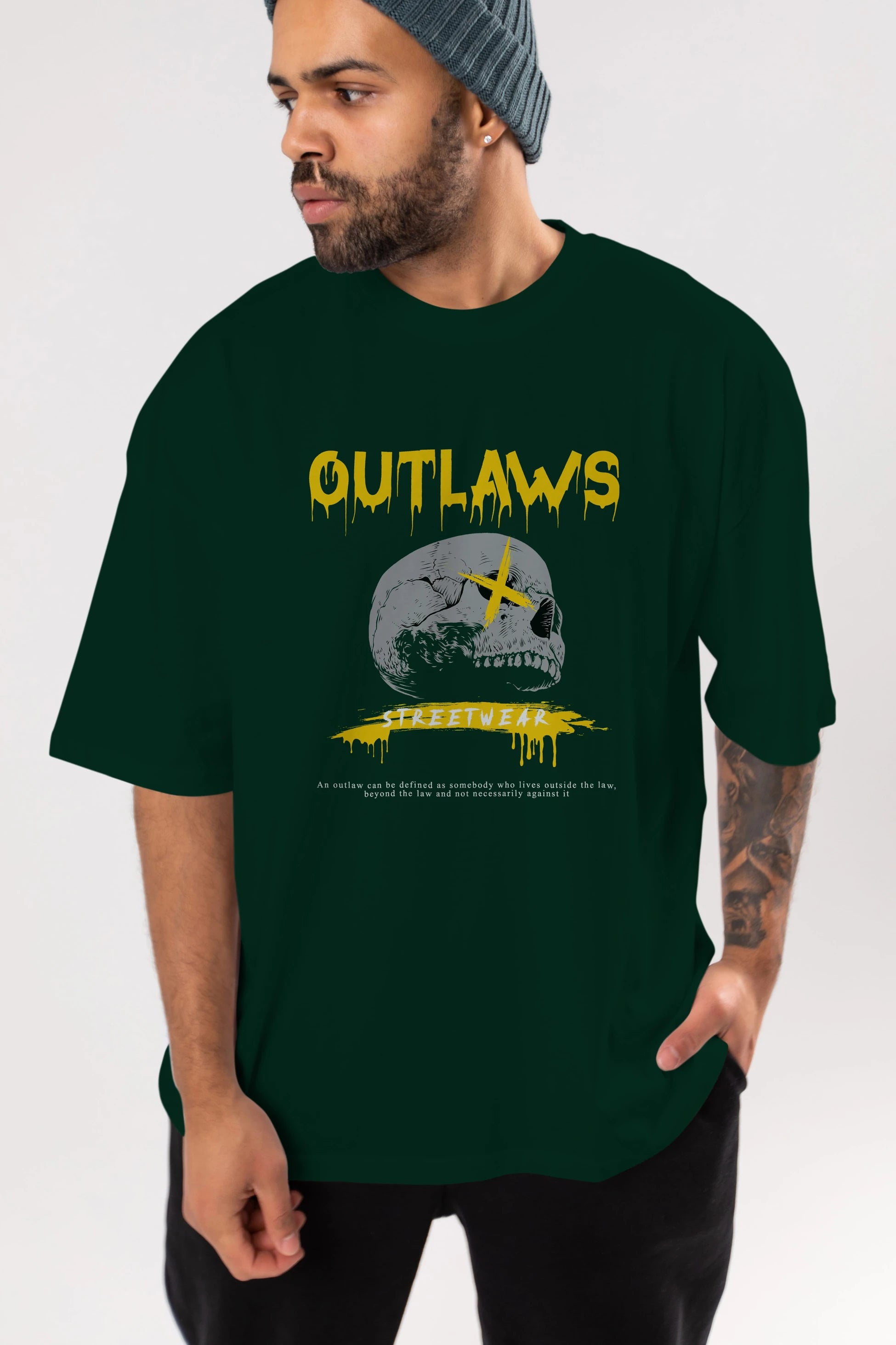 Outlaws Streetwear Ön Baskılı Oversize t-shirt Erkek Kadın Unisex