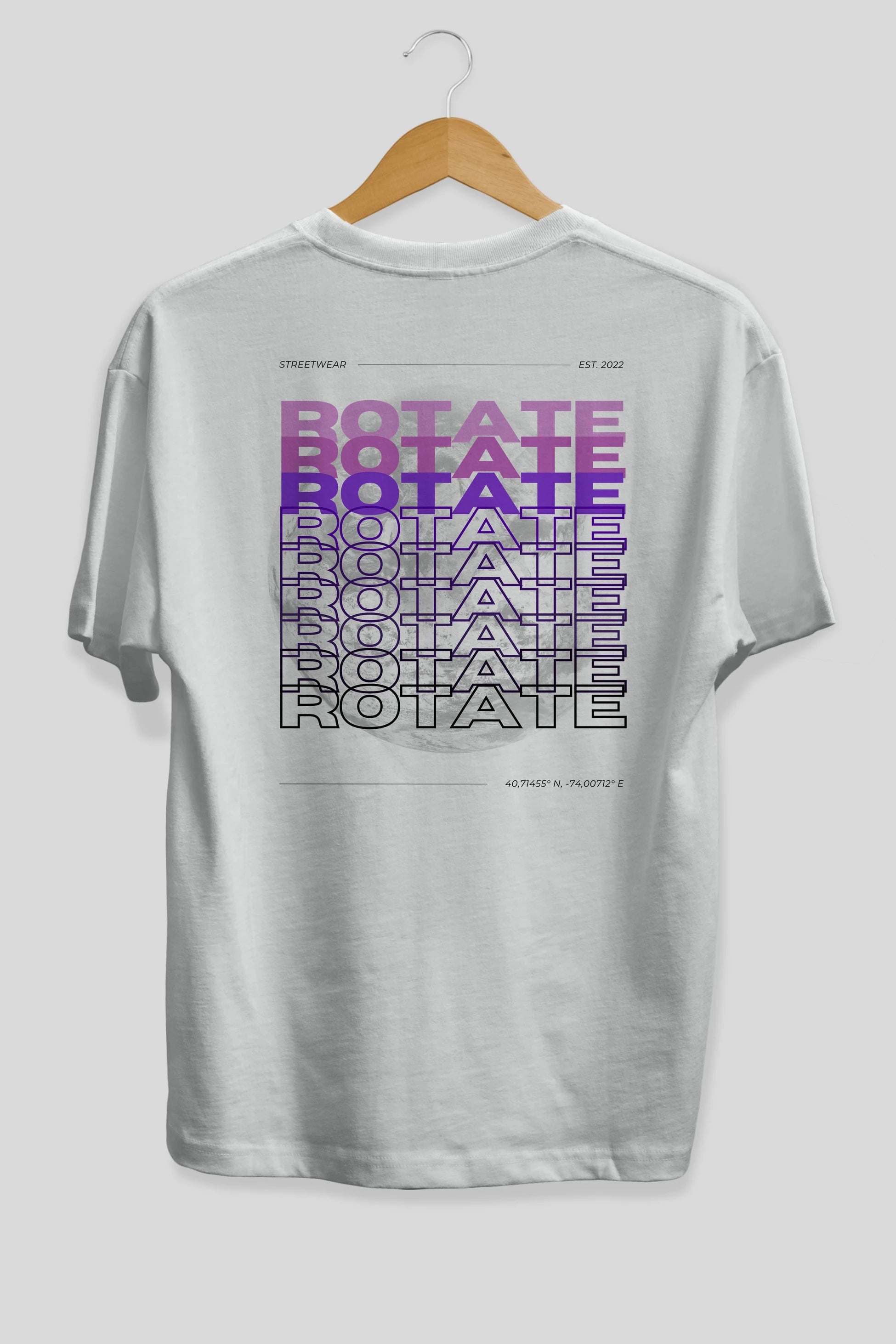 Rotate Yazılı Arka Baskılı Oversize t-shirt Erkek Kadın Unisex
