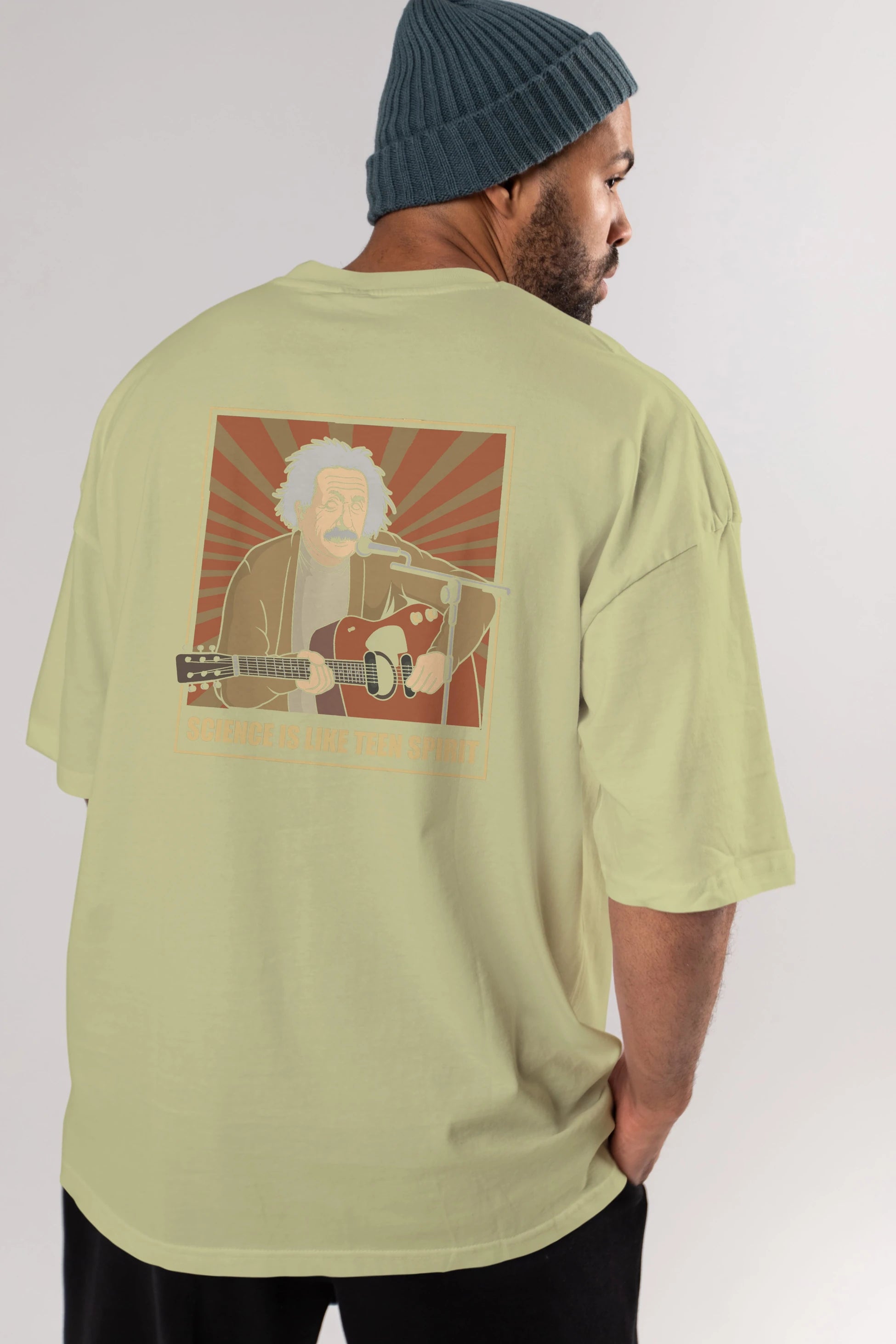 Kurt Einstein Arka Baskılı Oversize t-shirt Erkek Kadın Unisex %100 Pamuk tişort