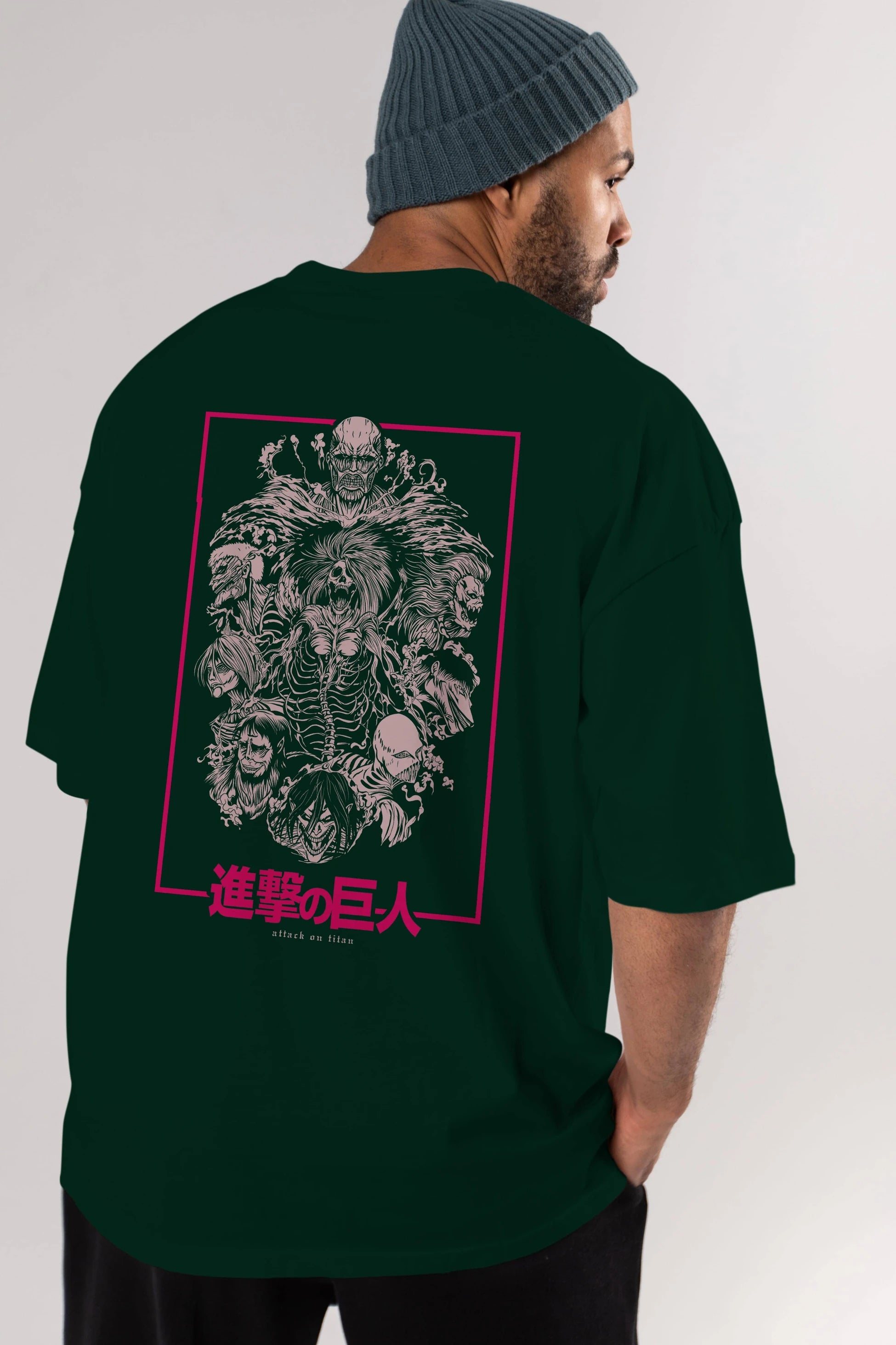 ATTACK ON TITANS Anime Arka Baskılı Oversize t-shirt Erkek Kadın Unisex