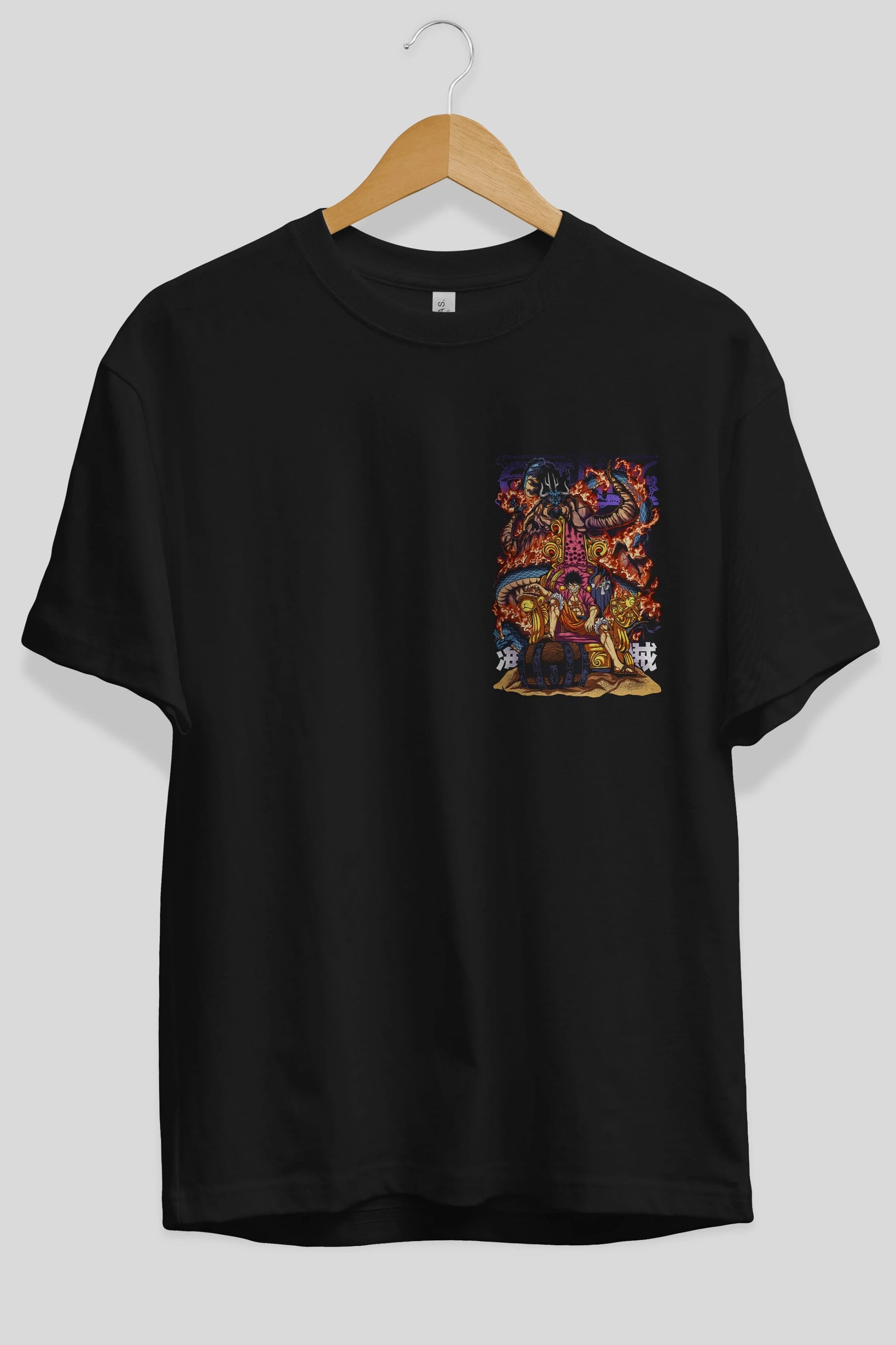MONKEY D. LUFFY 1 Ön Sol Baskılı Oversize t-shirt Erkek Kadın Unisex %100 Pamuk Bisiklet Yaka tişort