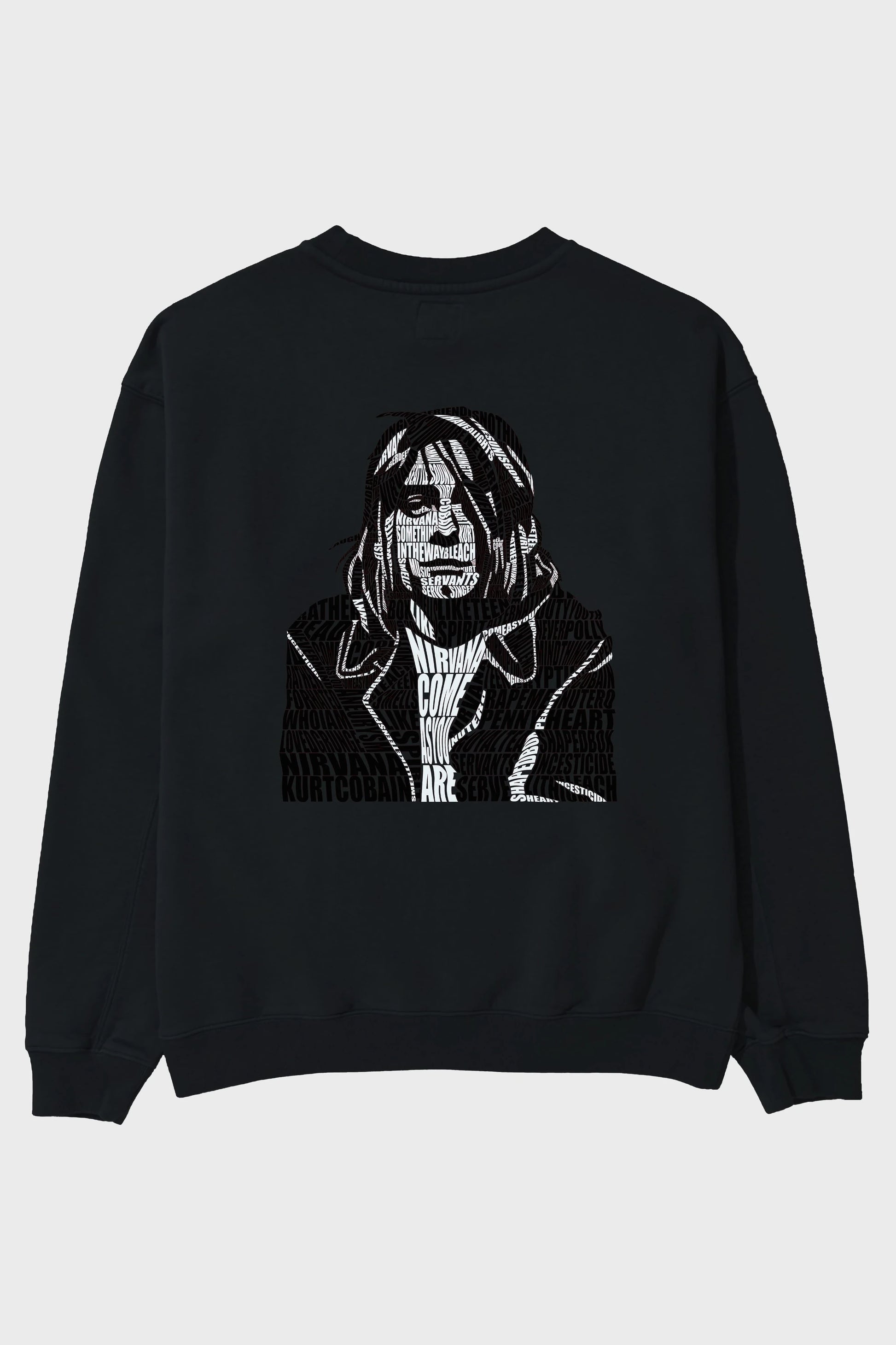 Kurt Cobain Calligram Arka Baskılı Oversize Sweatshirt Erkek Kadın Unisex
