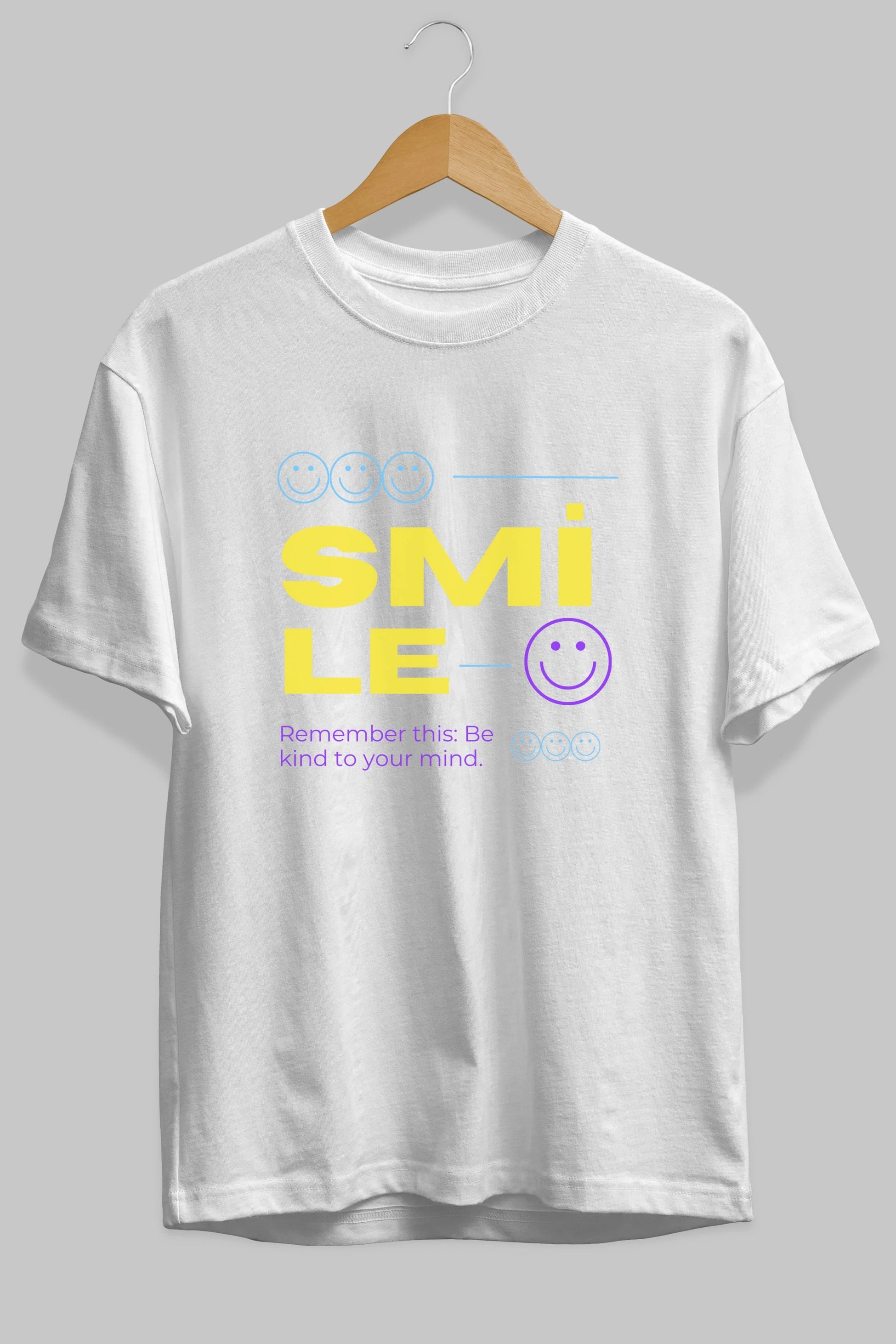 Smile Yazılı 2 Ön Baskılı Oversize t-shirt Erkek Kadın Unisex