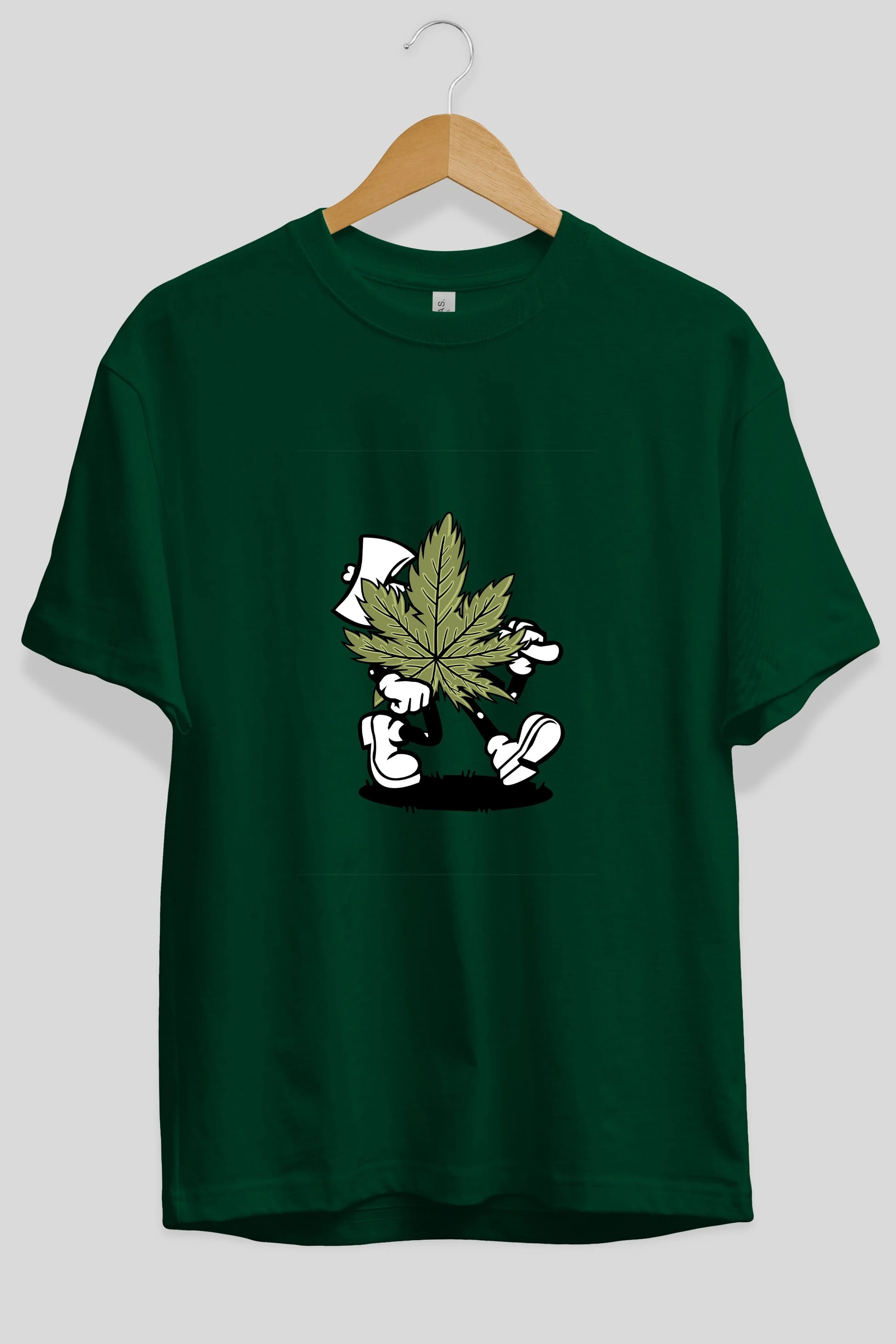 Weed Ön Baskılı Oversize t-shirt Erkek Kadın Unisex %100 Pamuk tişort