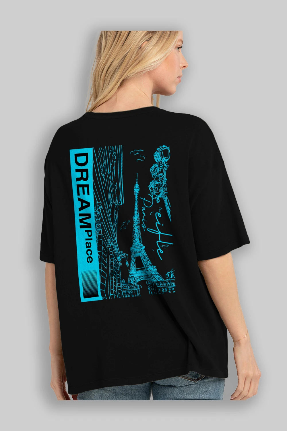 Dream Place Arka Baskılı Oversize t-shirt Erkek Kadın Unisex