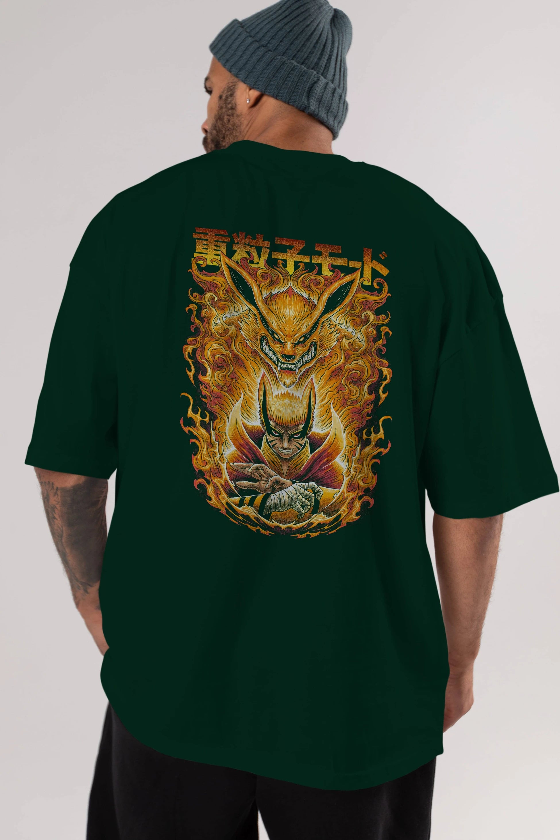 NARUTO KYUUBI 1 Anime Arka Baskılı Oversize t-shirt Erkek Kadın Unisex