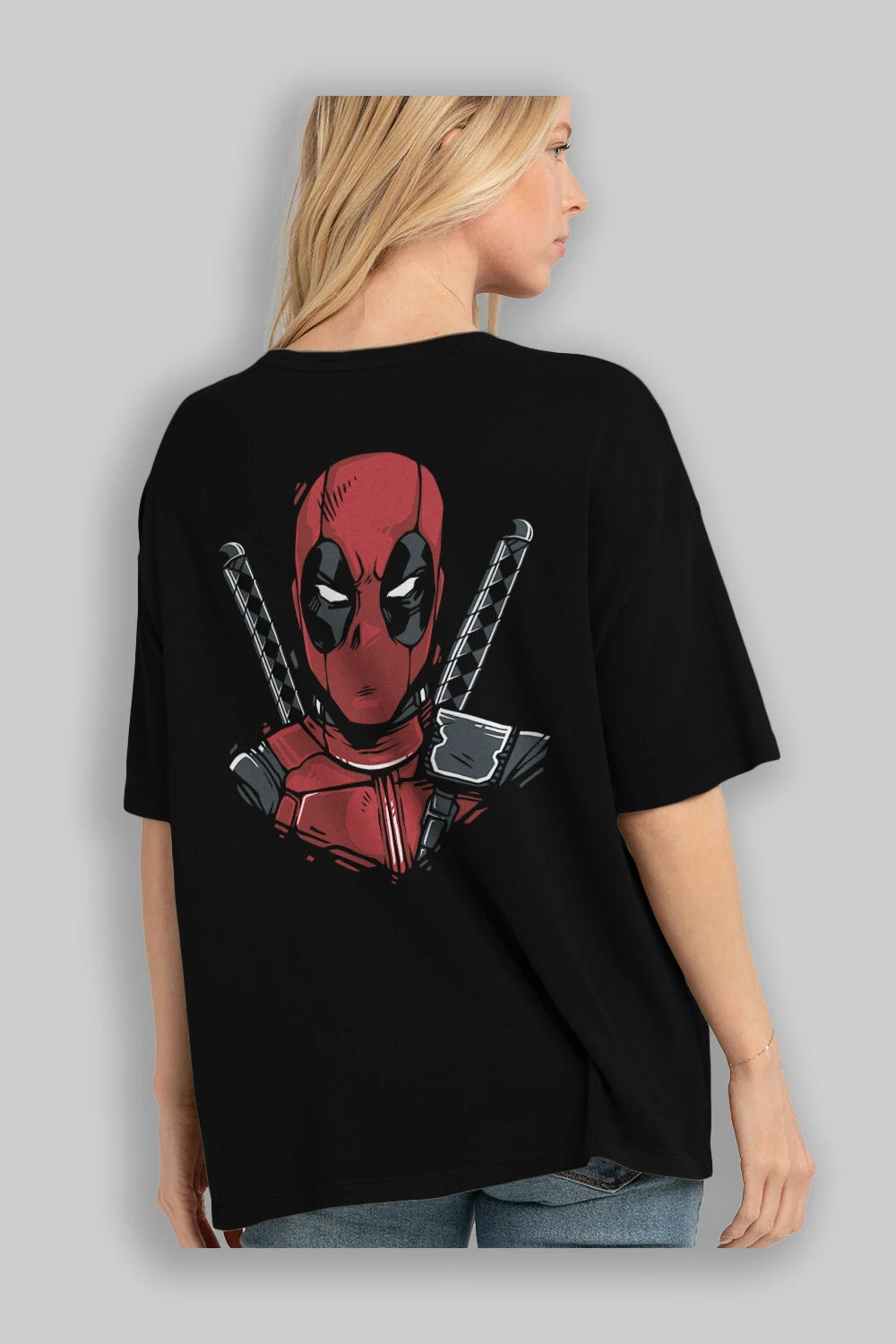 Deadpool (4) Arka Baskılı Oversize t-shirt Erkek Kadın Unisex %100 Pamuk Bisiklet Yaka tişort