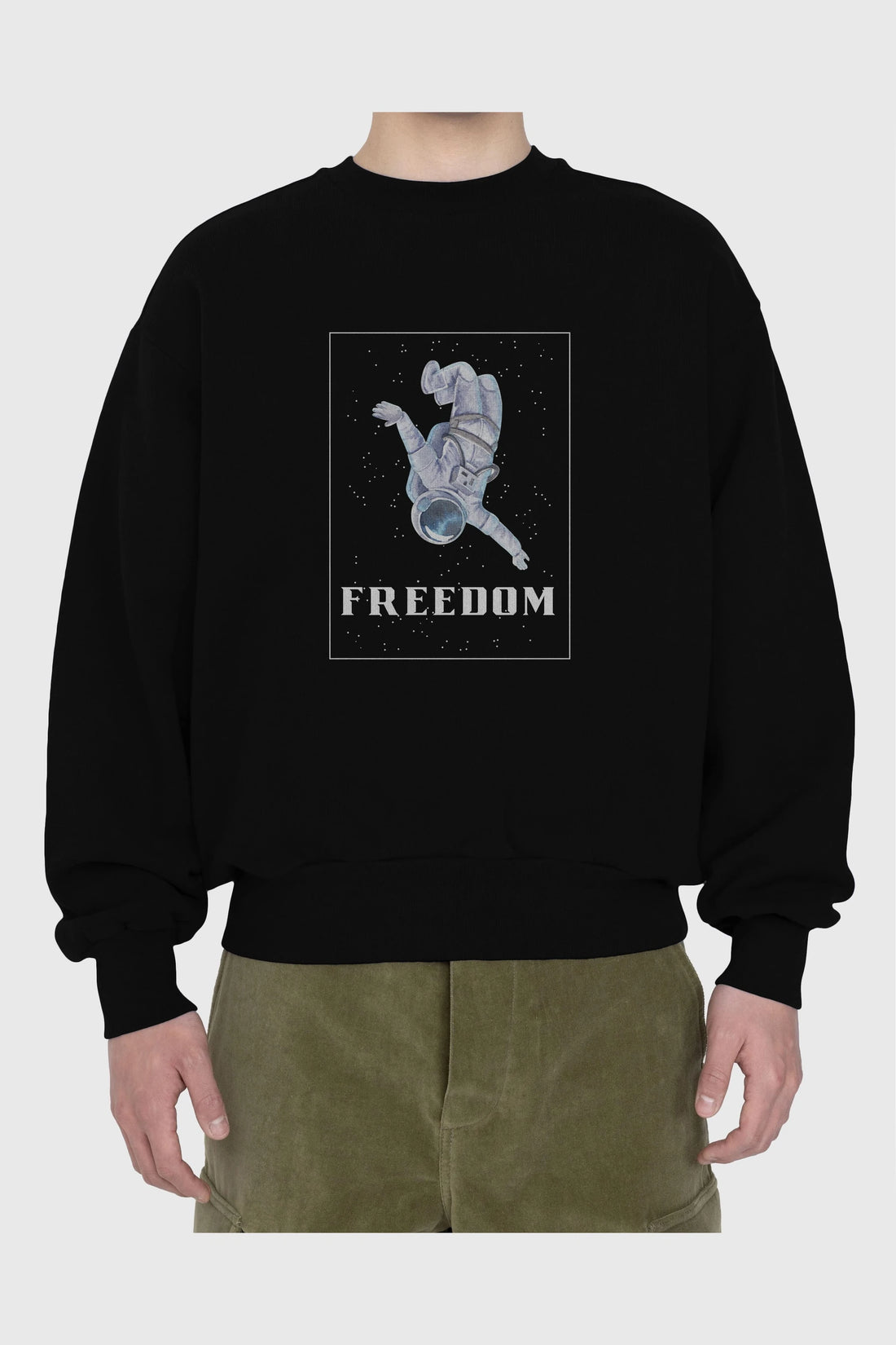 Freedom Astronaut Ön Baskılı Oversize Sweatshirt Erkek Kadın Unisex
