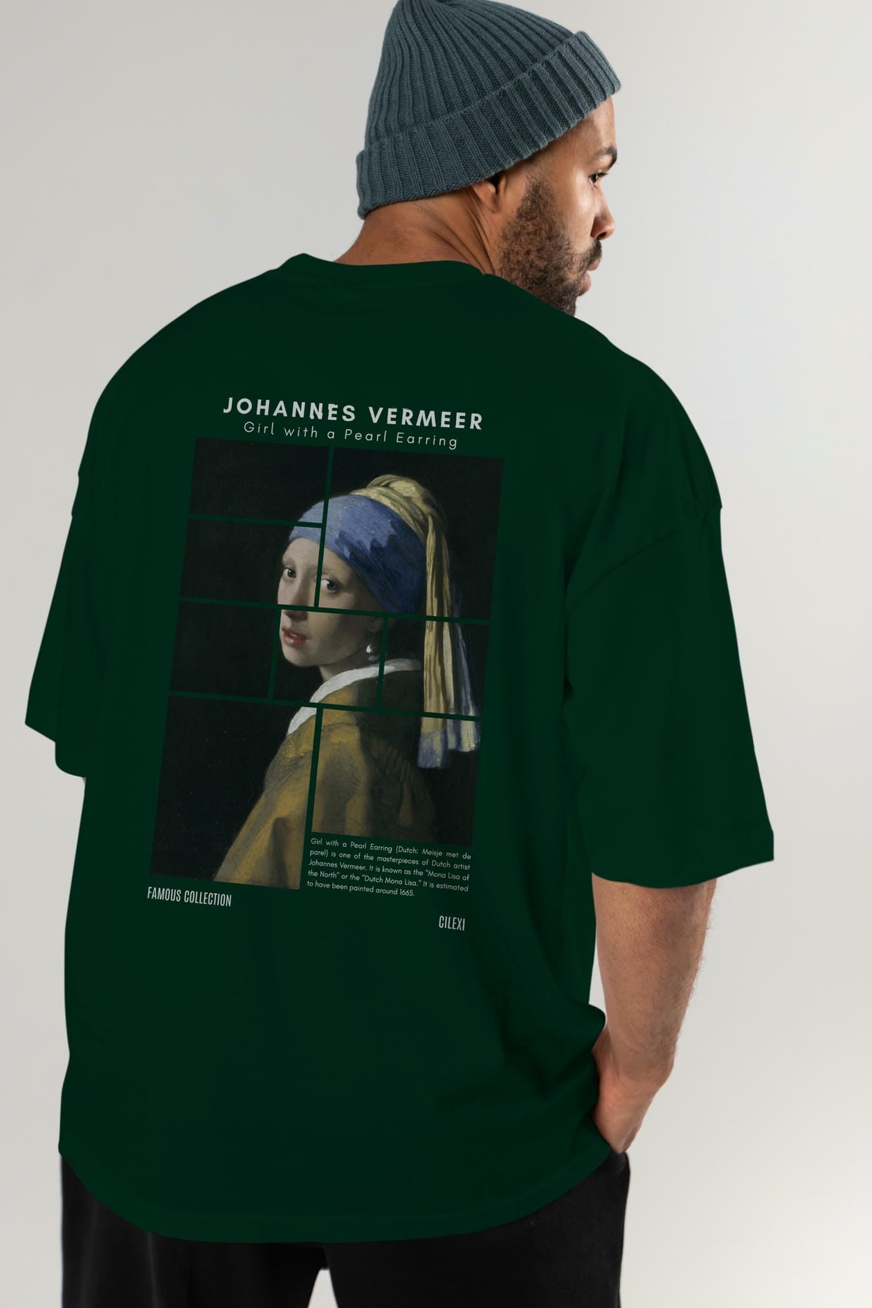 Johannes Vermeer Arka Baskılı Oversize t-shirt Erkek Kadın Bisiklet Yaka Pamuk tişort
