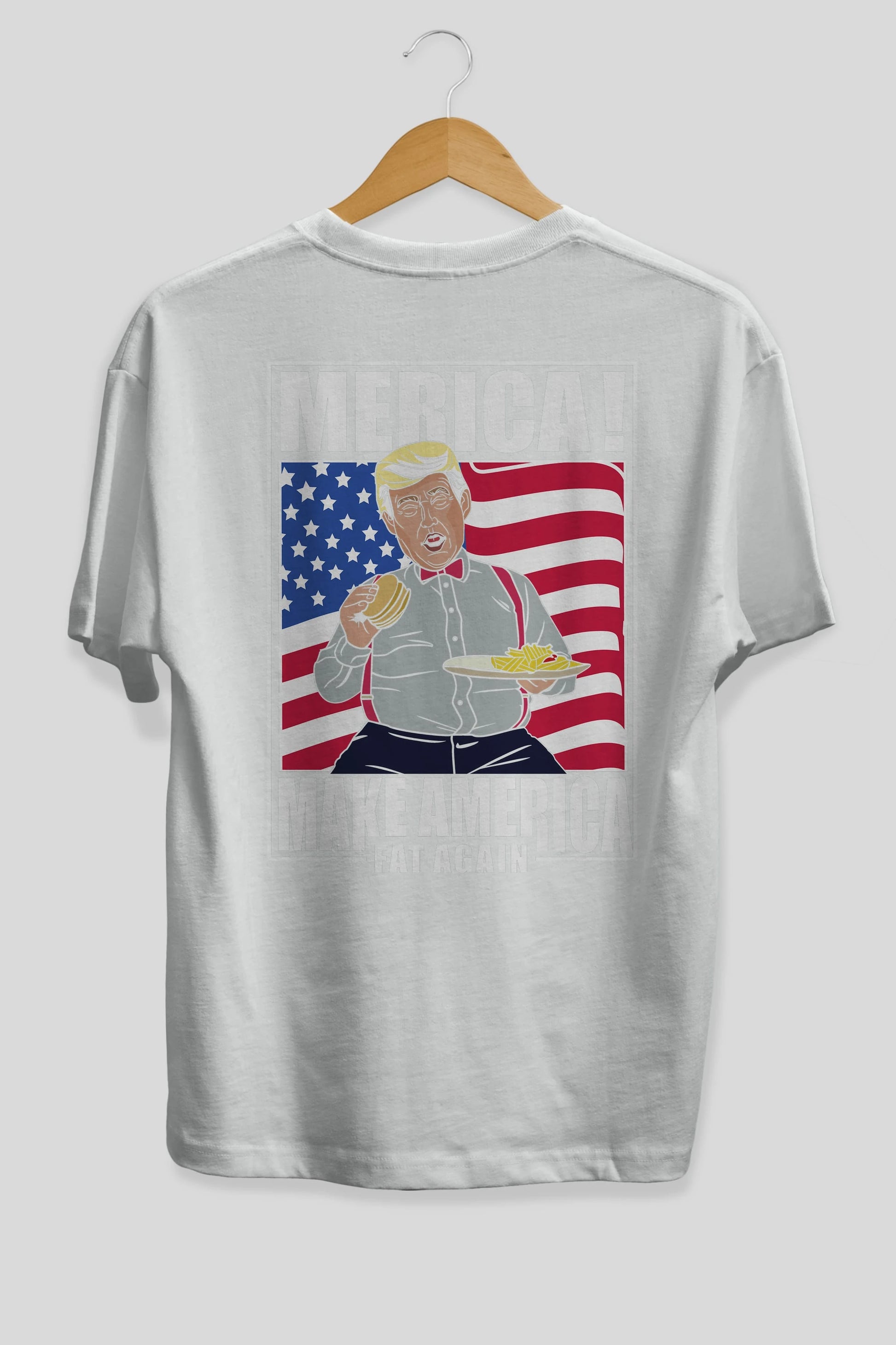 Trump Burger Arka Baskılı Oversize t-shirt Erkek Kadın Unisex %100 Pamuk tişort