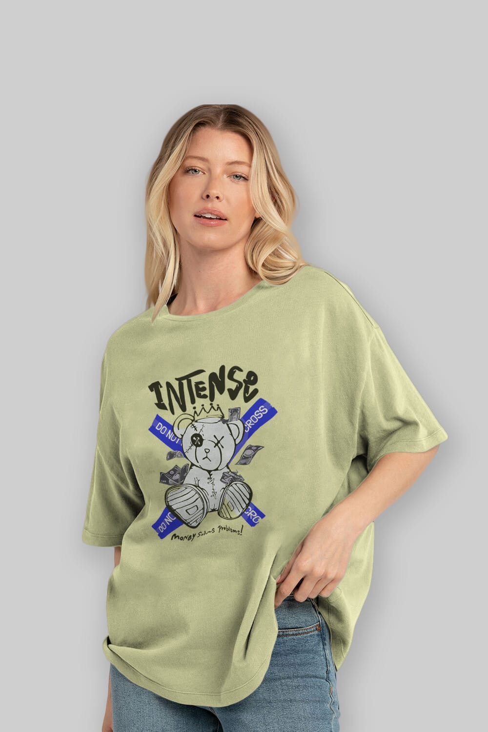 Teddy Bear intense Ön Baskılı Oversize t-shirt Erkek Kadın Unisex