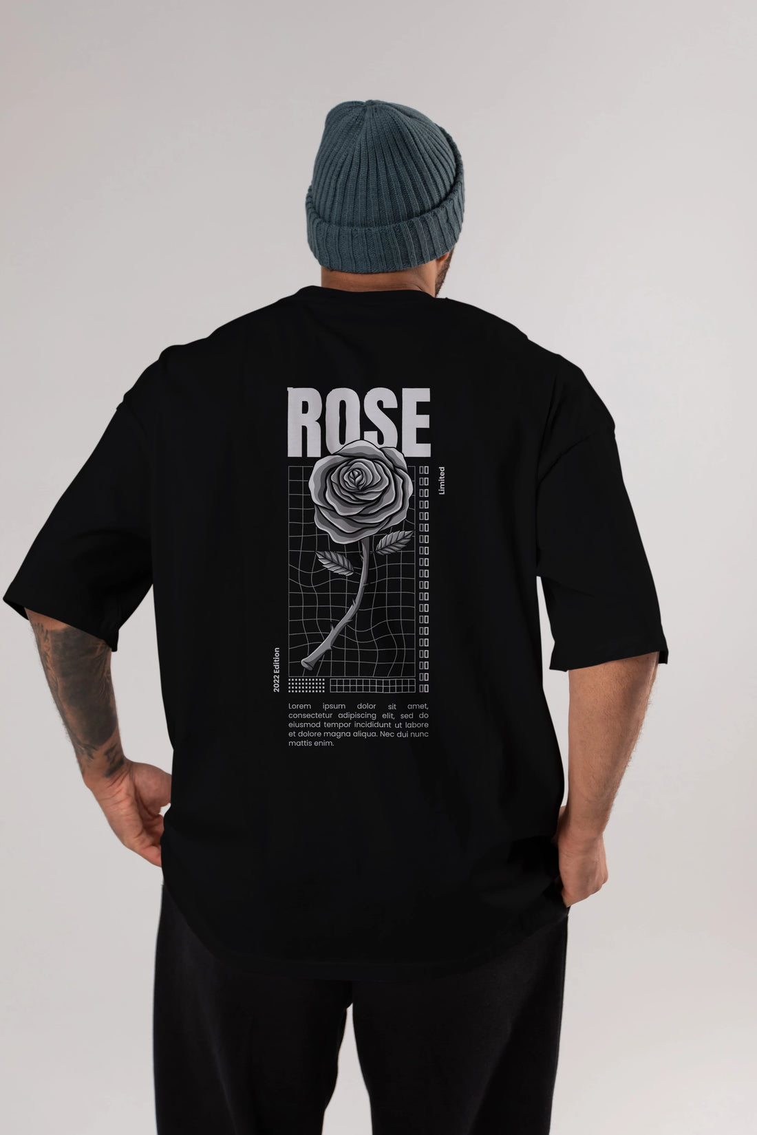Rose Streetwear Arka Baskılı Oversize t-shirt Erkek Kadın Unisex
