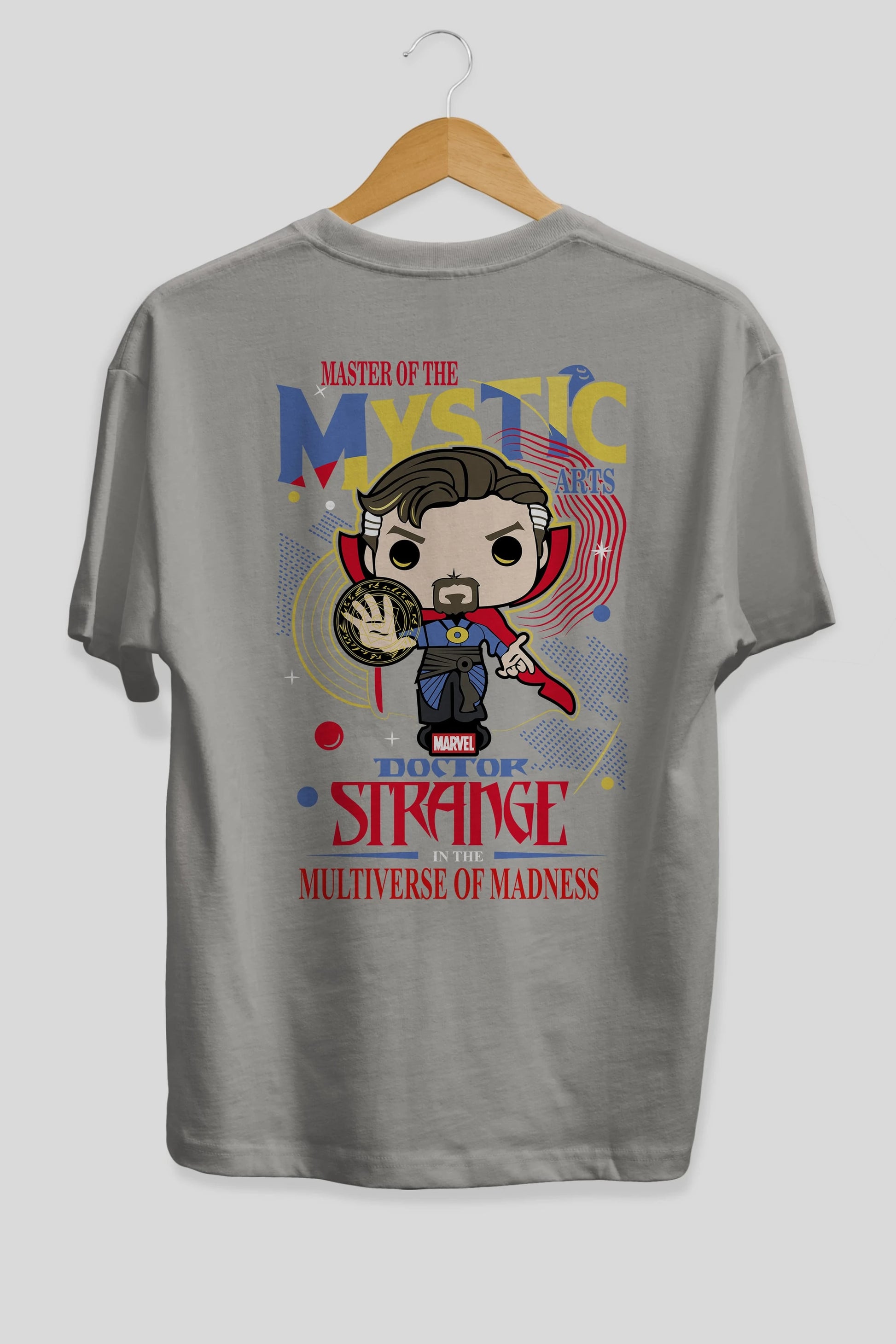 Doctor Strange Arka Baskılı Oversize t-shirt Erkek Kadın Unisex %100 Pamuk Bisiklet Yaka tişort