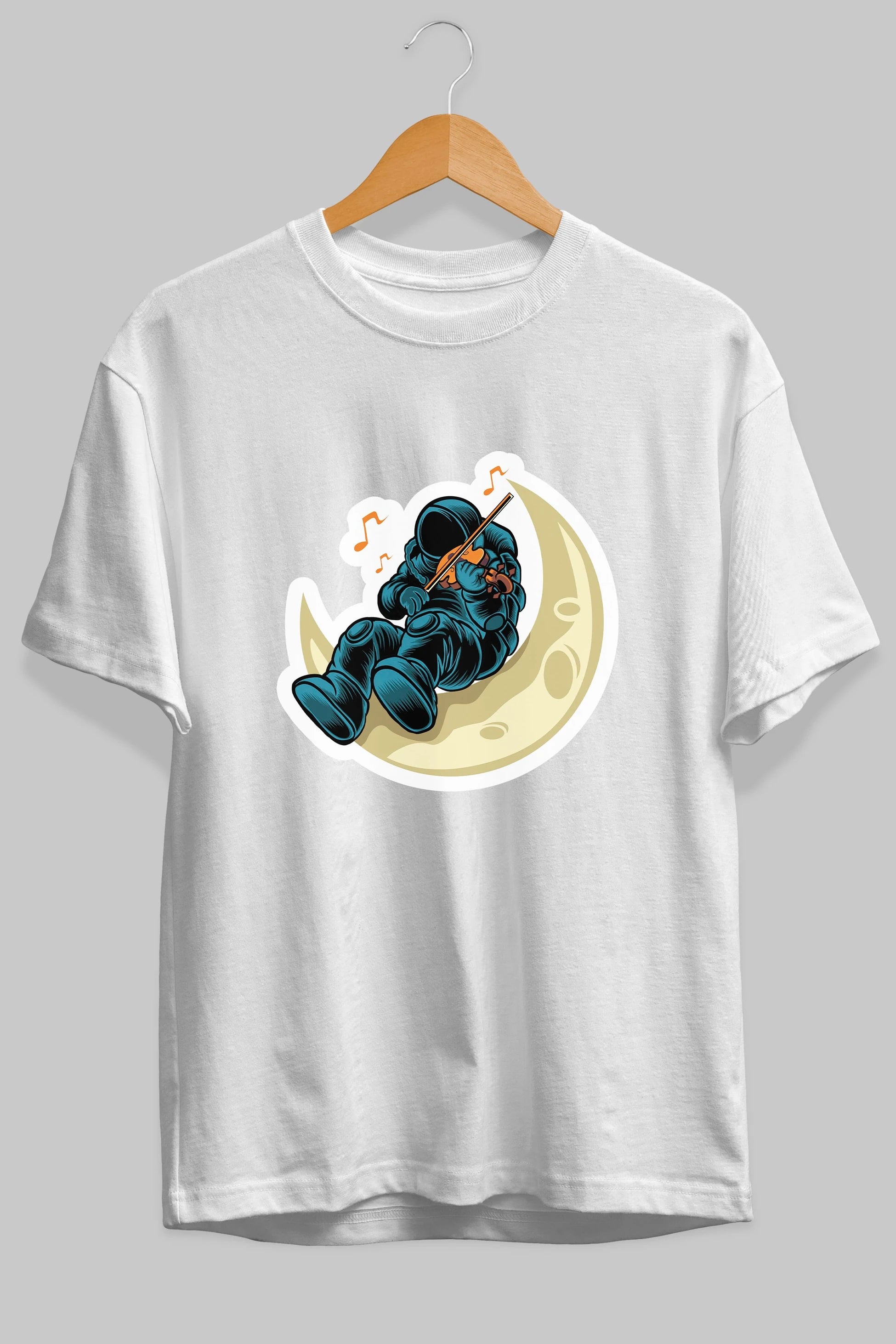 Playing Vionist in Space Sticker Ön Baskılı Oversize t-shirt Erkek Kadın Unisex