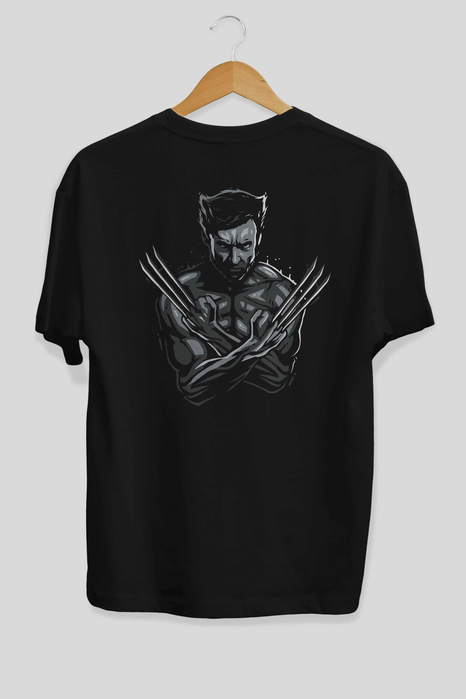 Wolverine Arka Baskılı Oversize t-shirt Erkek Kadın Unisex %100 Pamuk Bisiklet Yaka tişort