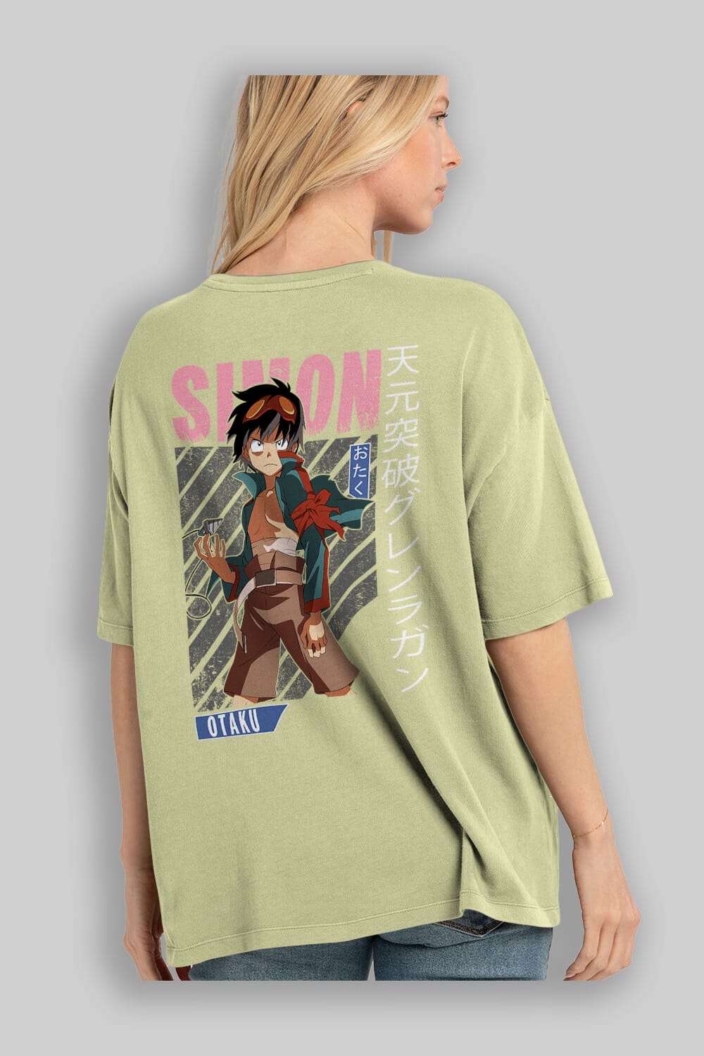 Simon 5 Anime Arka Baskılı Oversize t-shirt Erkek Kadın Unisex