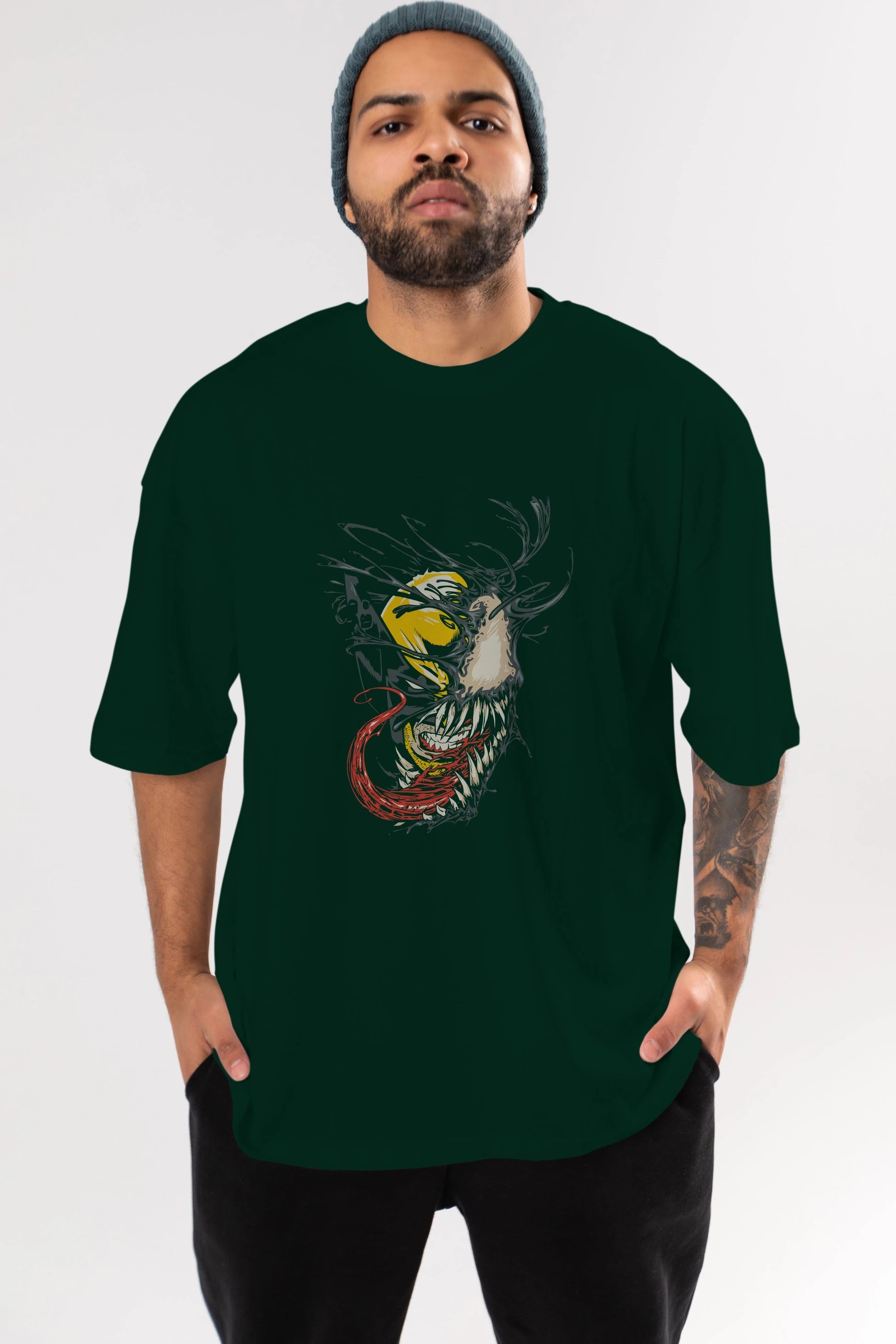 Venom (4) Ön Baskılı Oversize t-shirt Erkek Kadın Unisex %100 Pamuk Bisiklet Yaka tişort