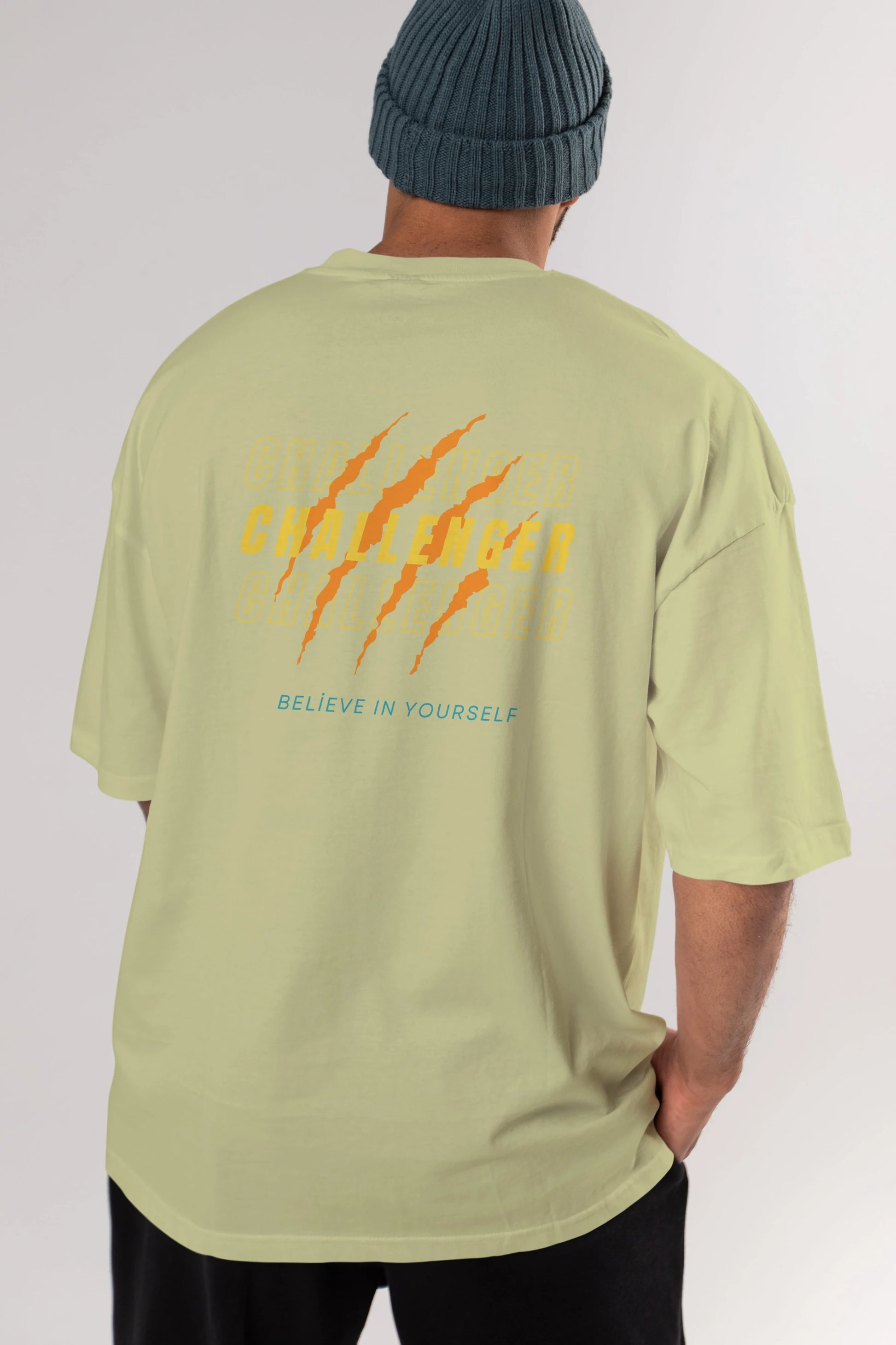 Challenger Yazılı Arka Baskılı Oversize t-shirt Erkek Kadın Unisex