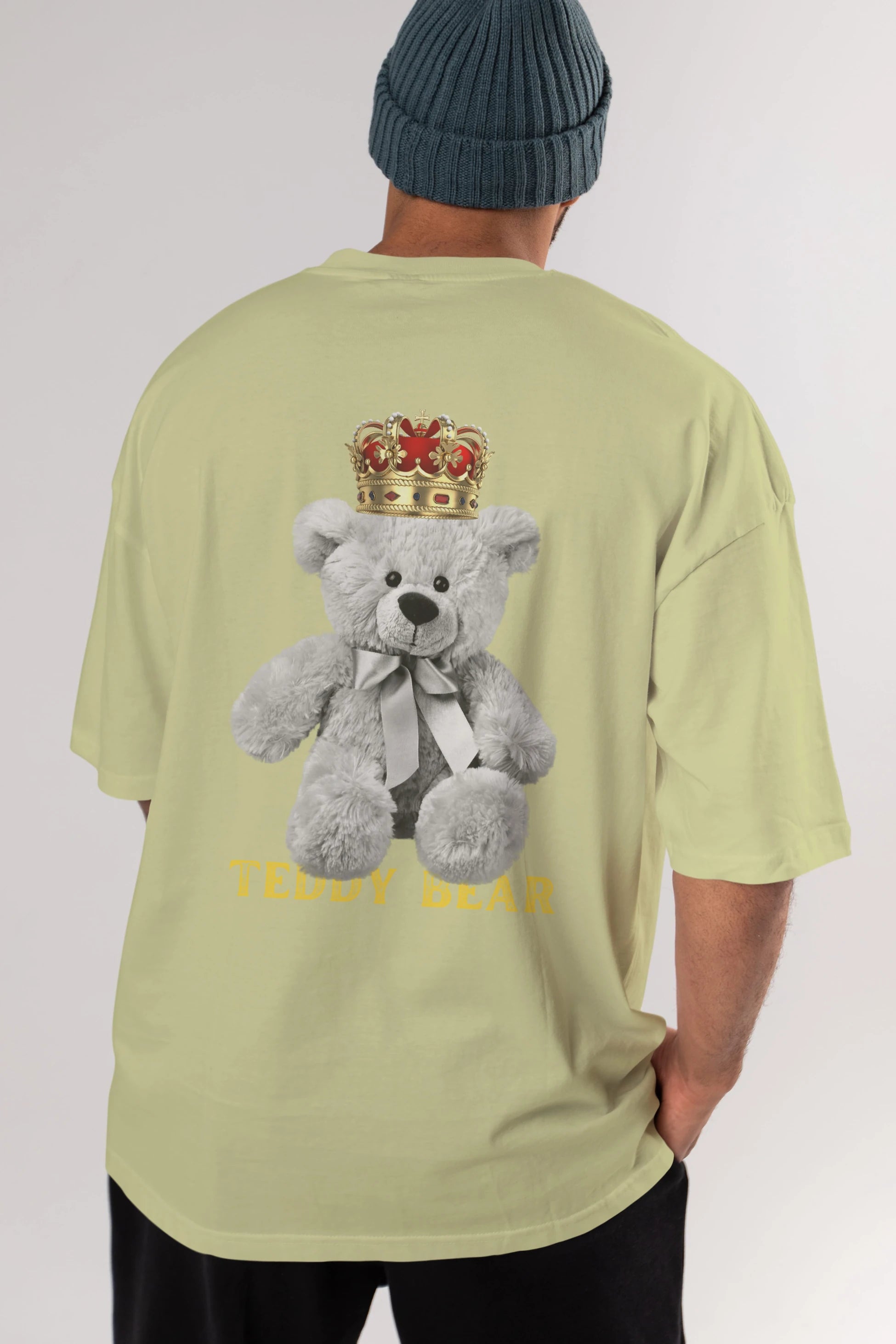 Teddy Bear Arka Baskılı Oversize t-shirt Erkek Kadın Unisex %100 Pamuk