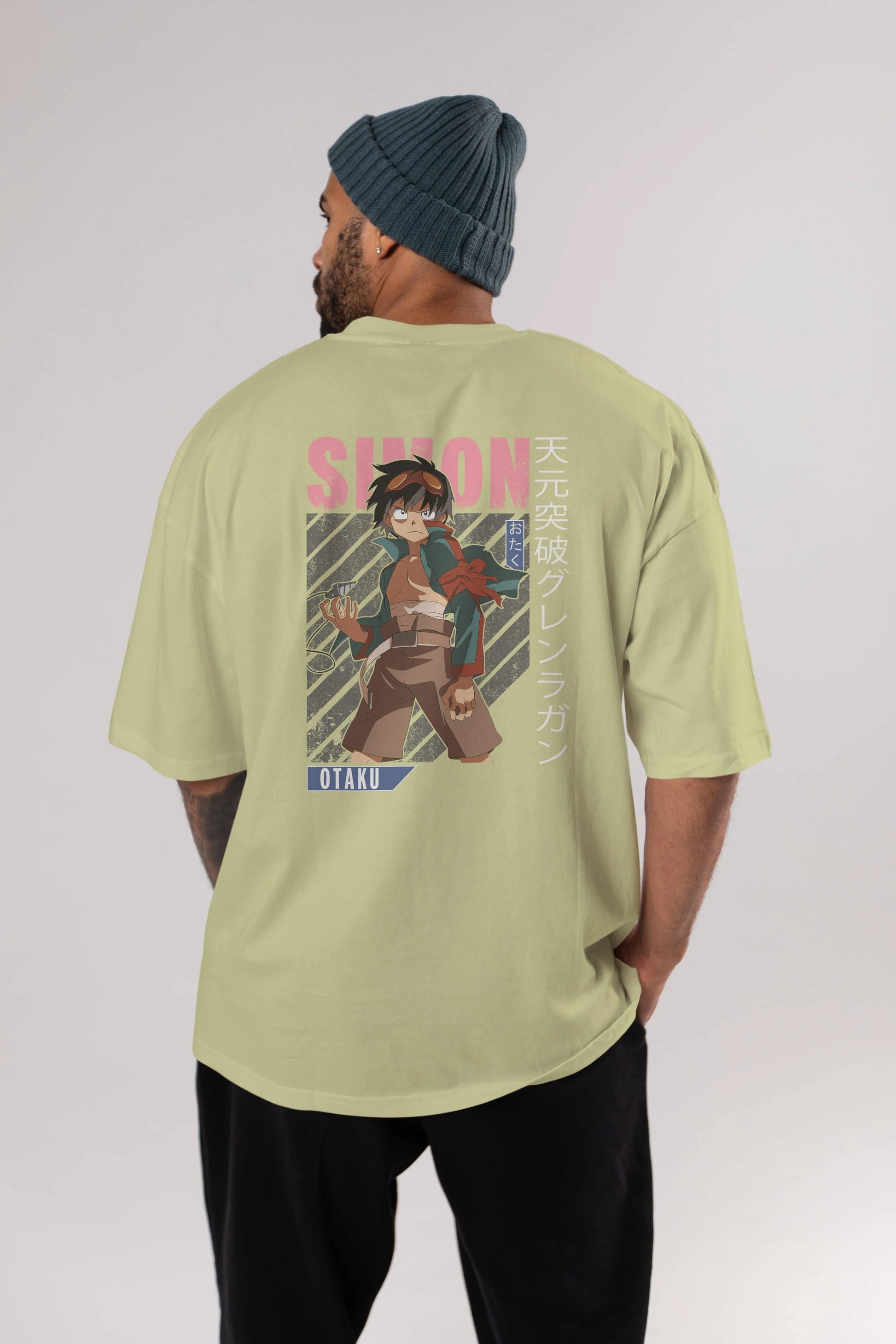 Simon 5 Anime Arka Baskılı Oversize t-shirt Erkek Kadın Unisex