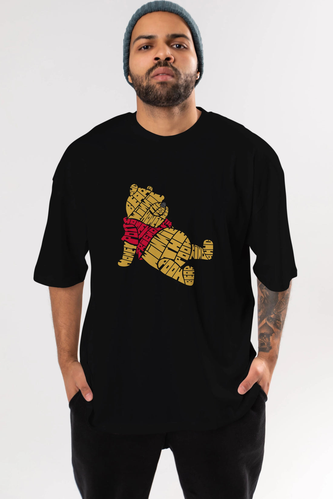 Winnie The Pooh Ön Baskılı Oversize t-shirt %100 pamuk Erkek Kadın Unisex