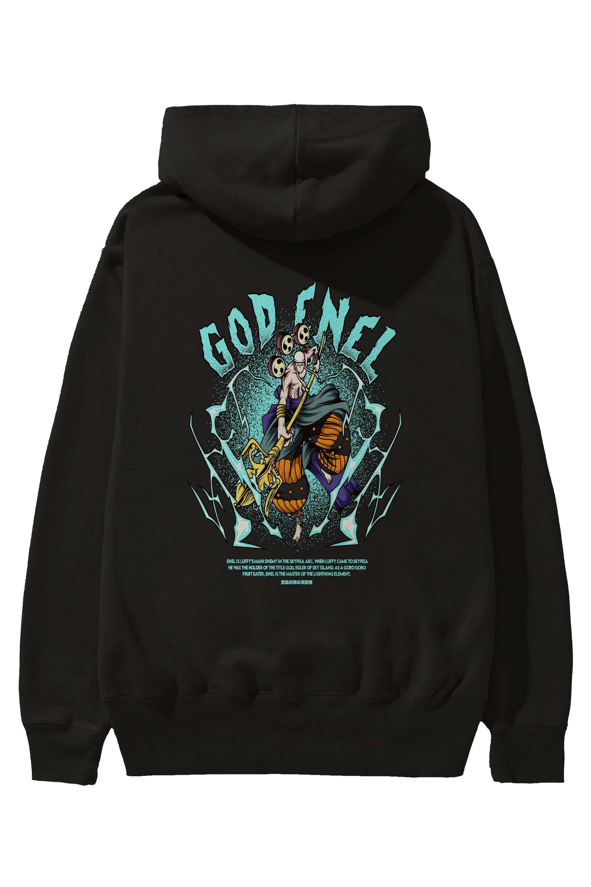 Eneru Anime Arka Baskılı Hoodie Oversize Kapüşonlu Sweatshirt Erkek Kadın Unisex