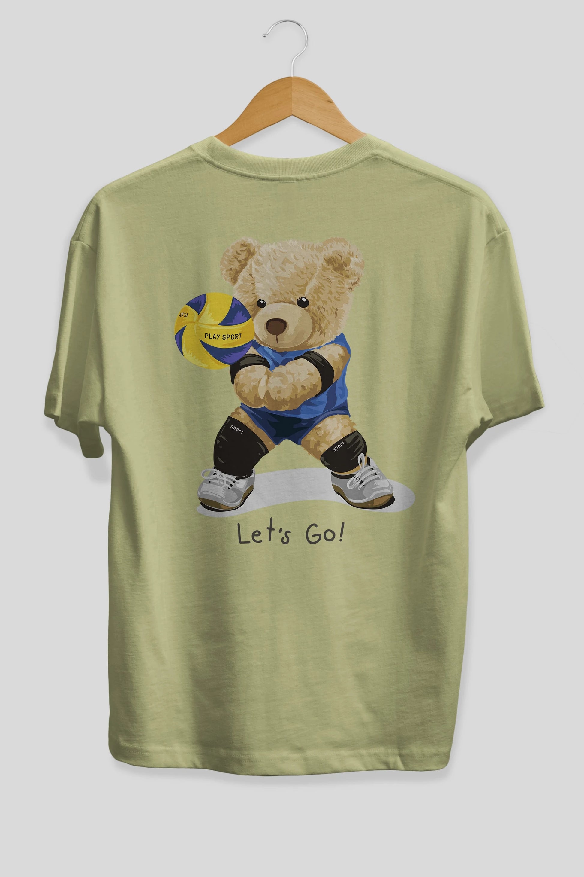 Teddy Bear Lets Go Arka Baskılı Oversize t-shirt Erkek Kadın Unisex %100 Pamuk