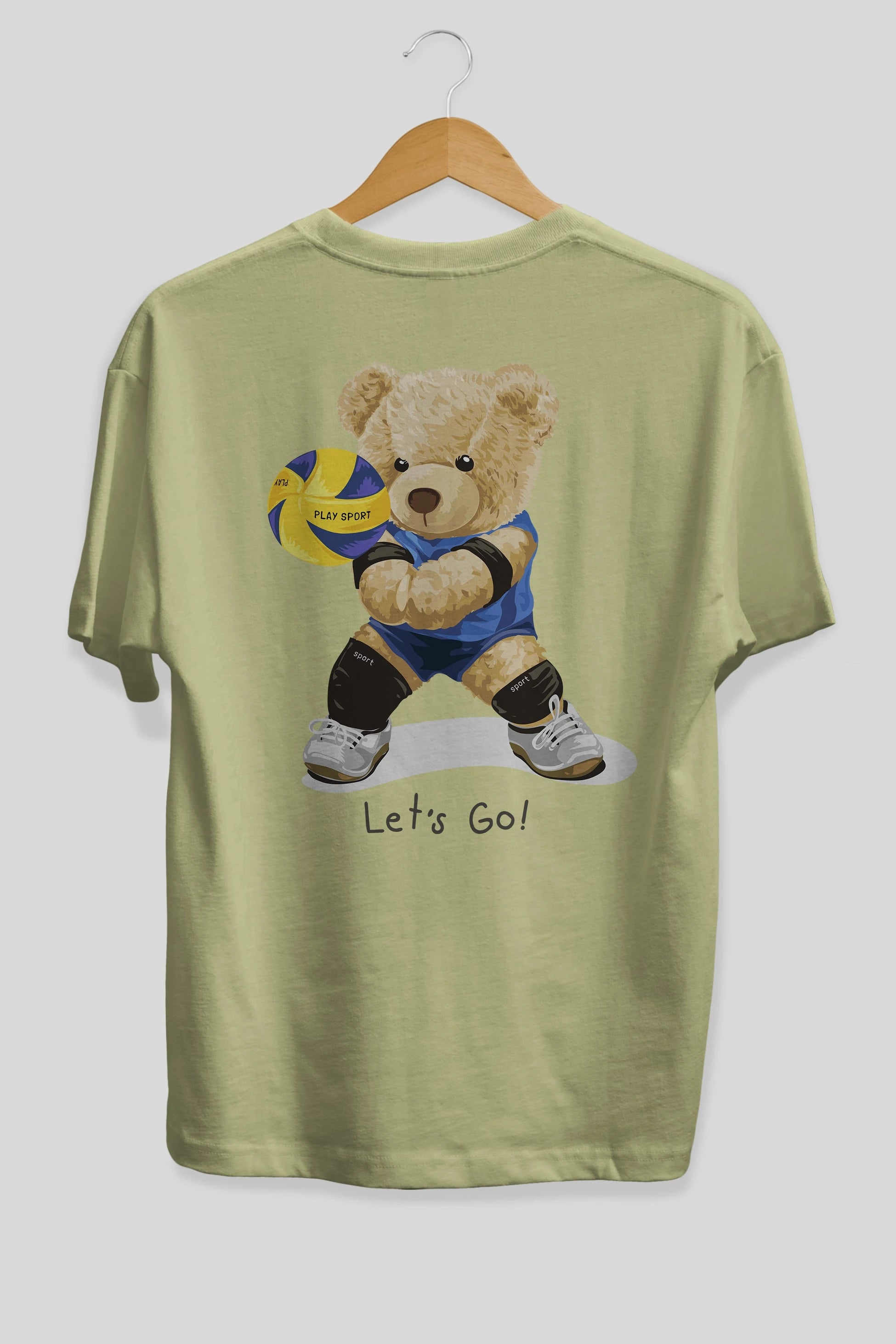 Teddy Bear Lets Go Arka Baskılı Oversize t-shirt Erkek Kadın Unisex %100 Pamuk