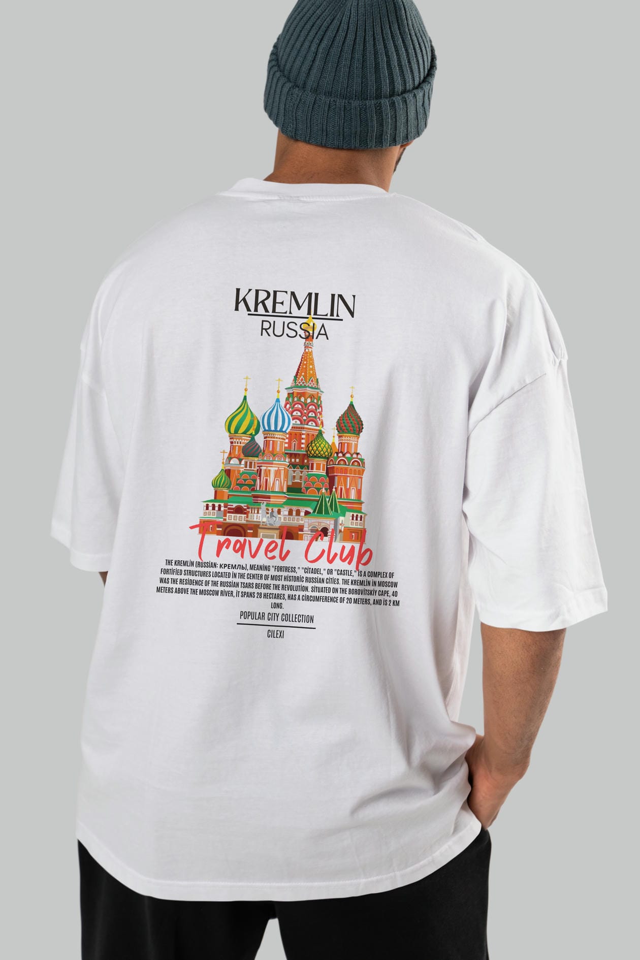 Kremlin Russia Arka Baskılı Oversize t-shirt Erkek Kadın Pamuk Bisiklet Yaka tişort