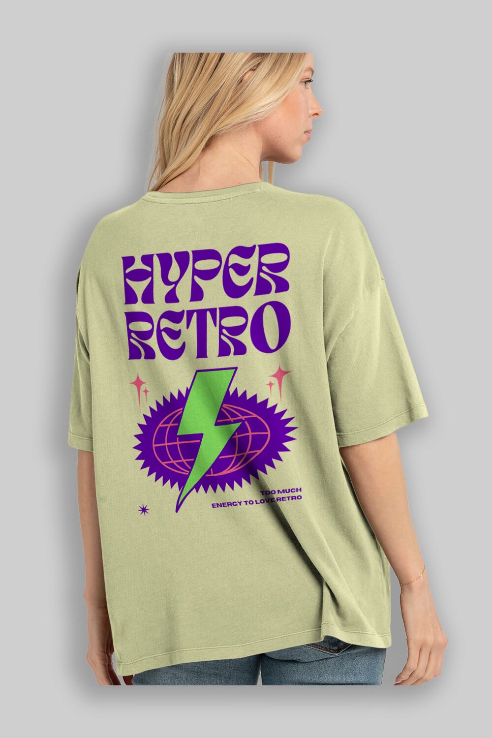 Hyper Retro Yazılı Arka Baskılı Oversize t-shirt Erkek Kadın Unisex