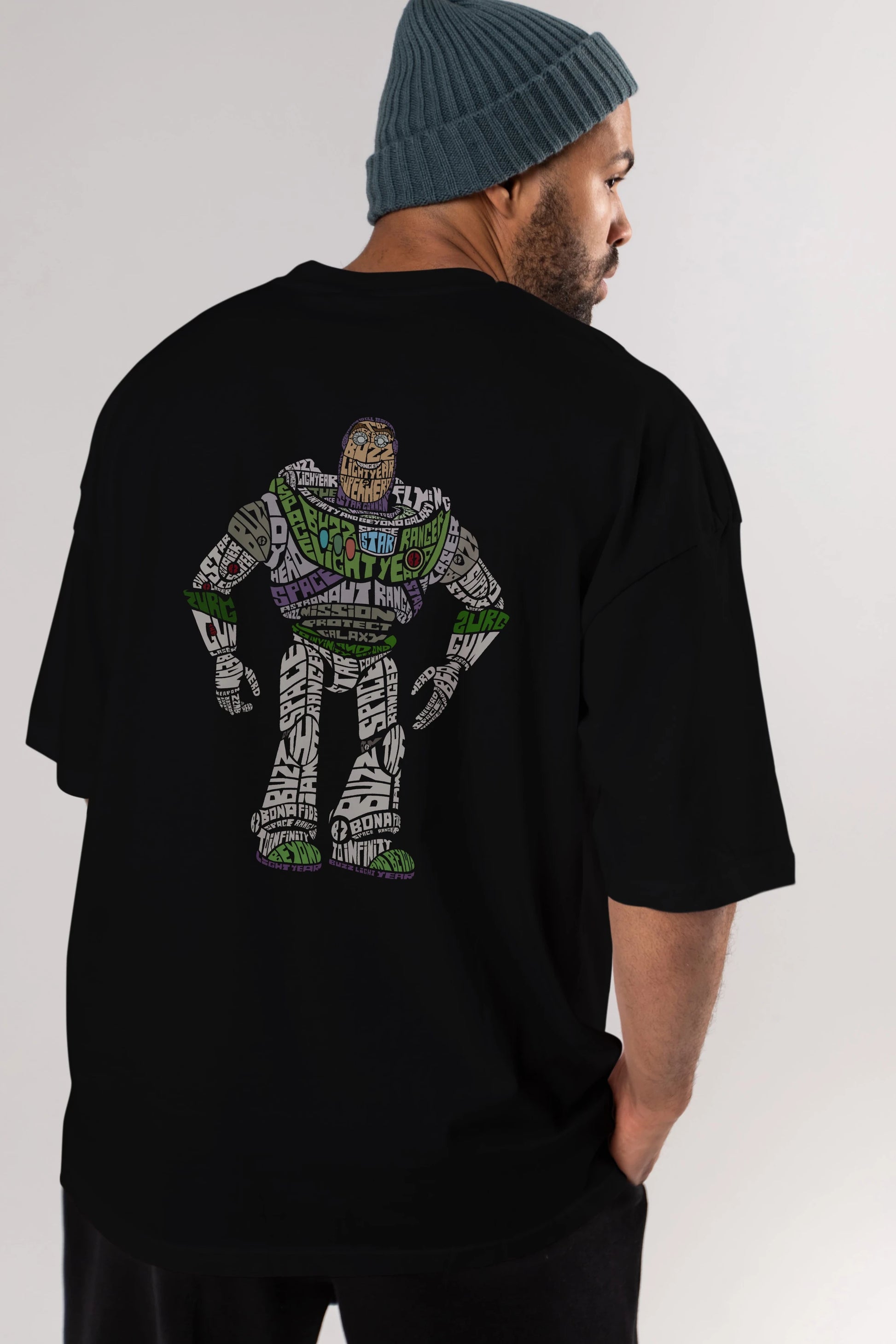 Buzz Arka Baskılı Oversize t-shirt %100 pamuk Erkek Kadın Unisex