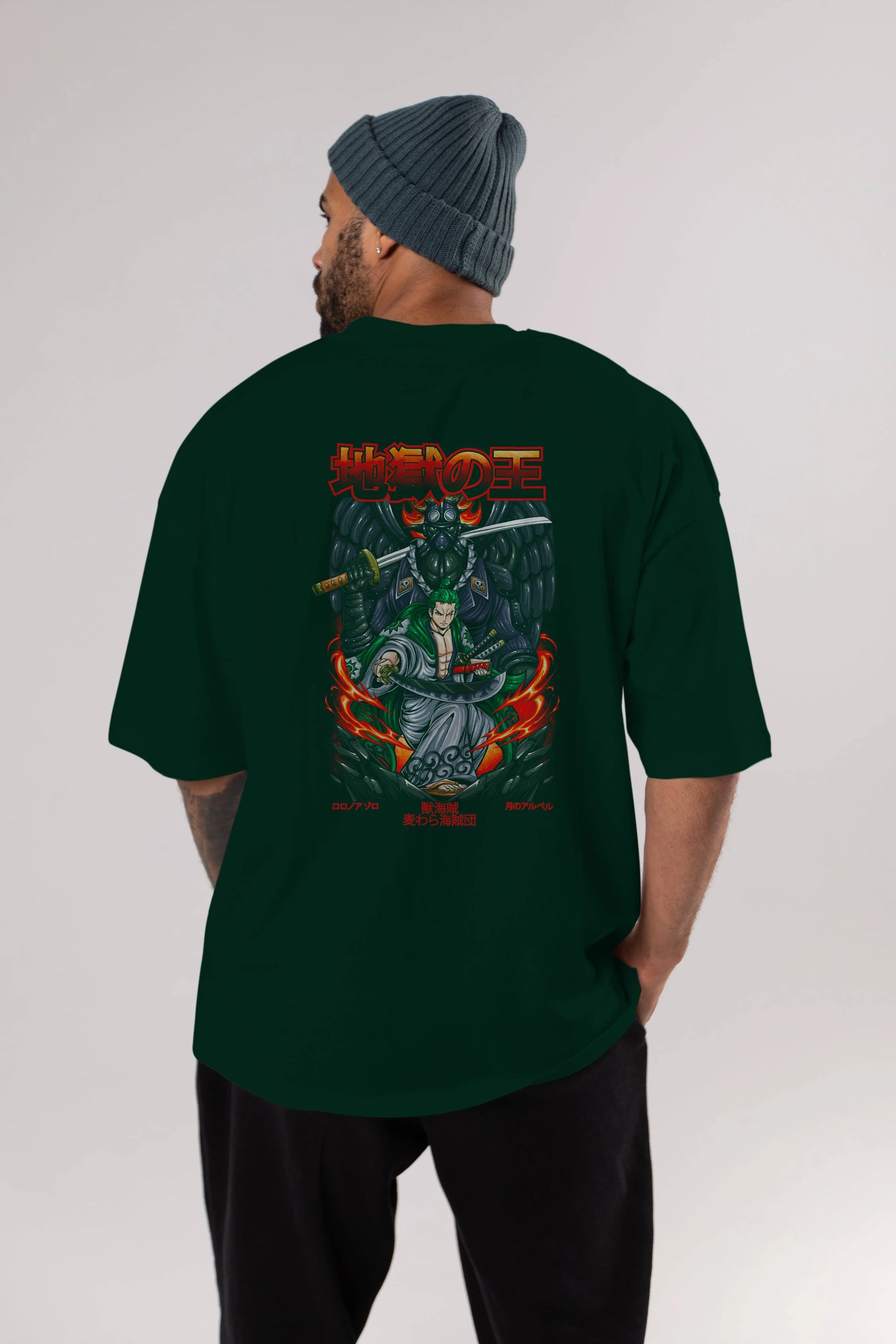 Roronoa Zoro 4 Anime Arka Baskılı Oversize t-shirt Erkek Kadın Unisex