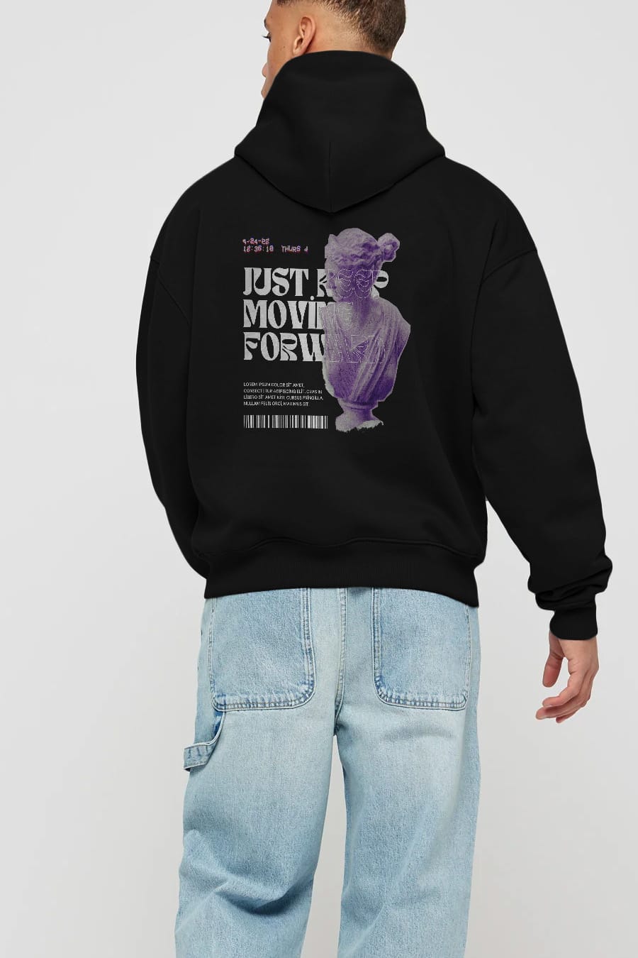 Just Keep Moving Forward Yazılı Arka Baskılı Oversize Hoodie Kapüşonlu Sweatshirt Erkek Kadın Unisex