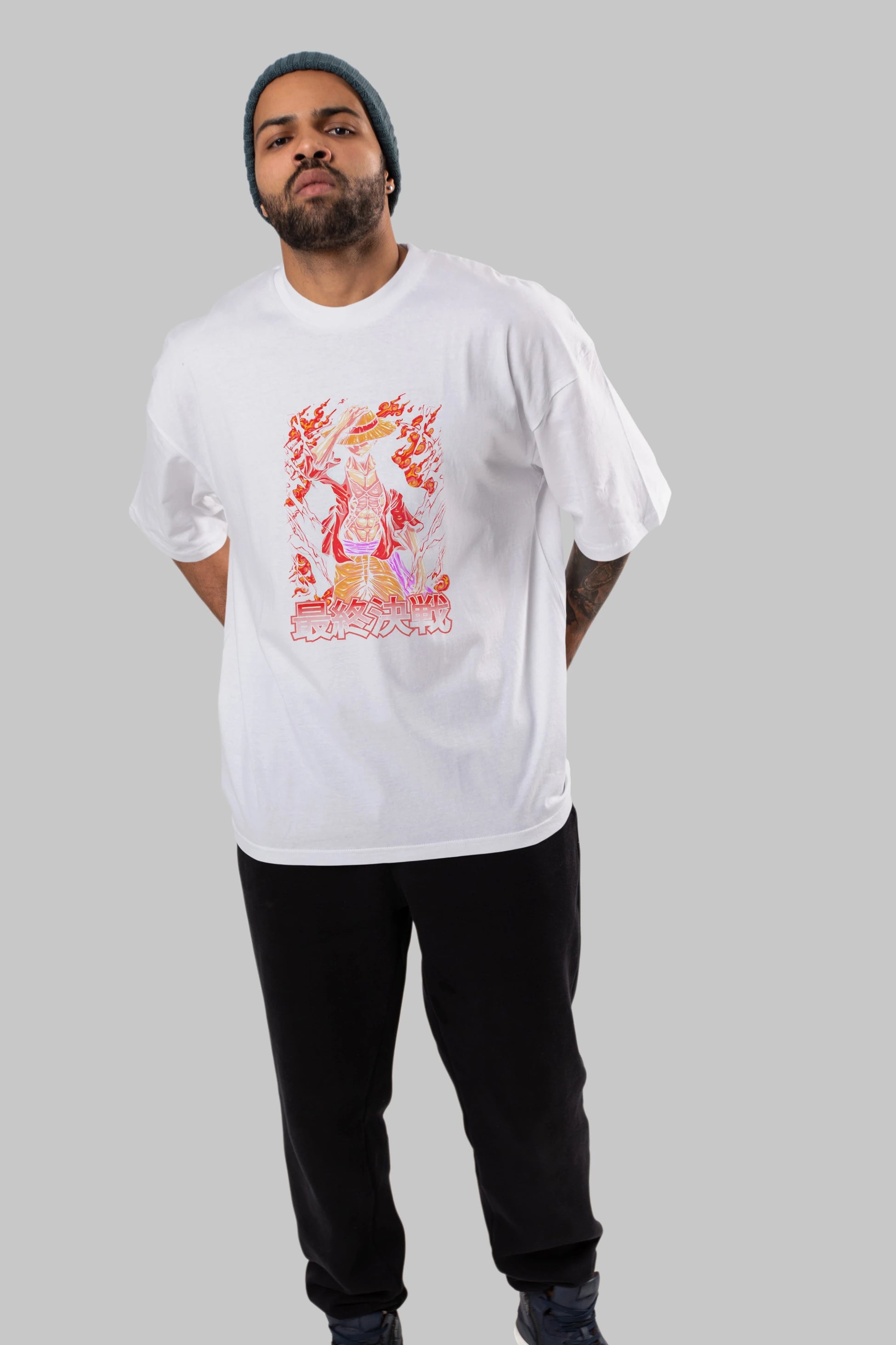 MONKEY D. LUFFY (3) Anime Ön Baskılı Oversize t-shirt %100 pamuk Erkek Kadın Unisex