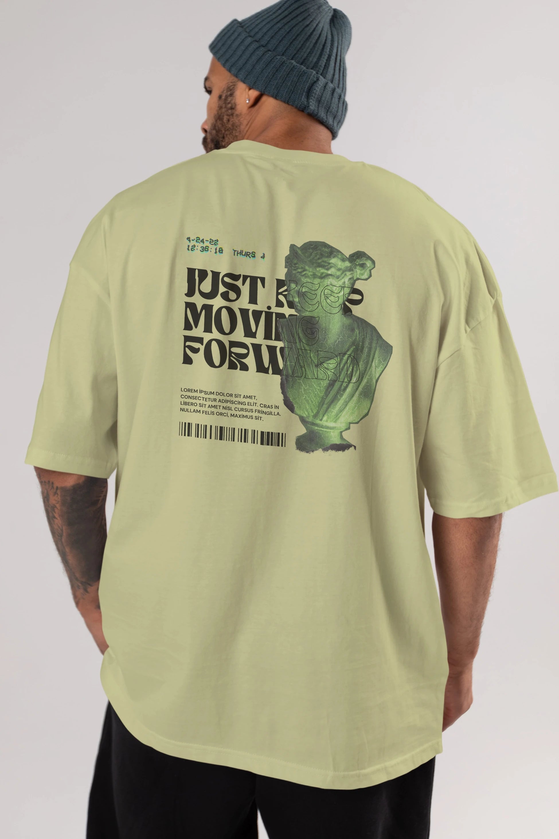 Just Keep Moving Forward Yazılı Arka Baskılı Oversize t-shirt Erkek Kadın Unisex