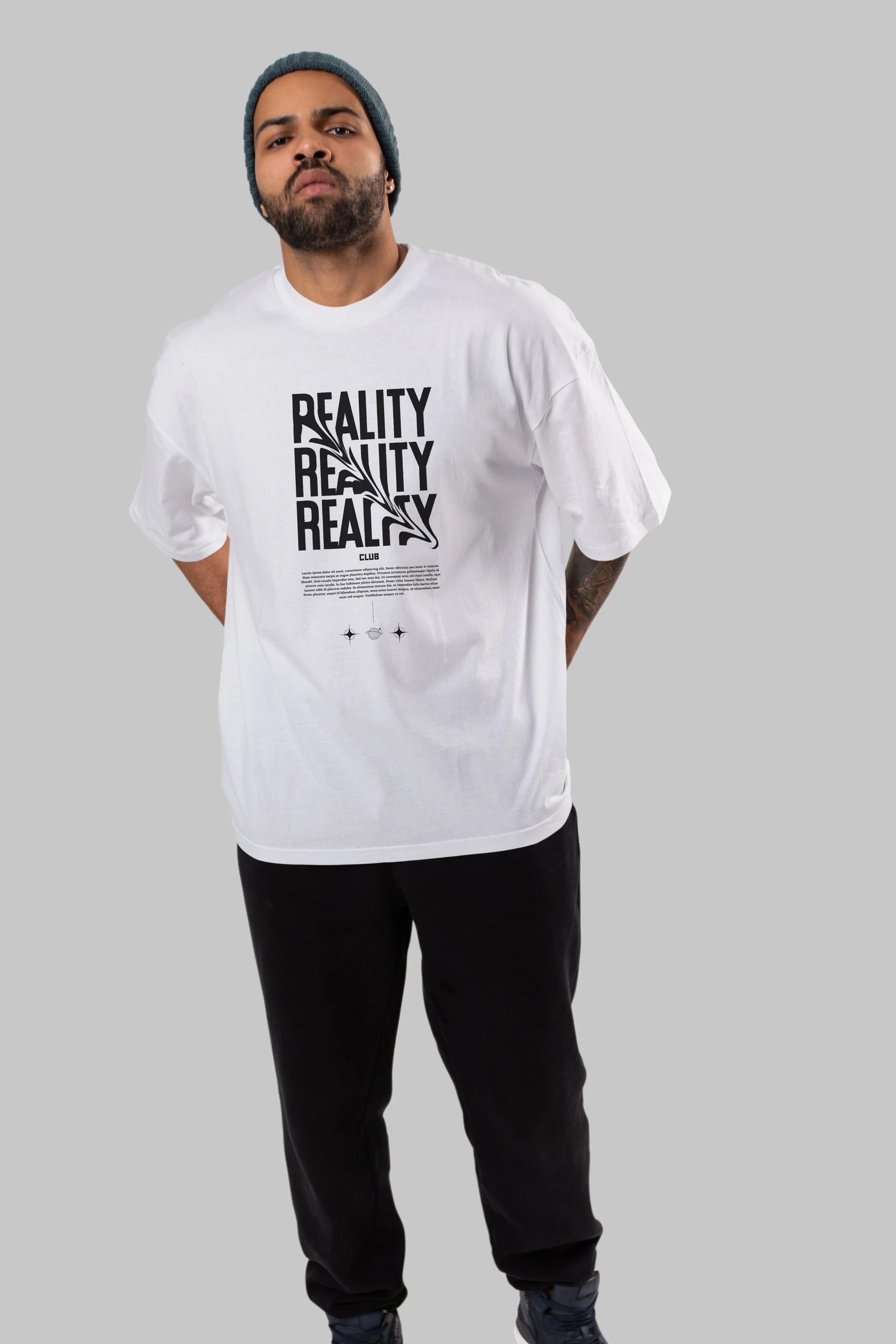Reality Yazılı Ön Baskılı Oversize t-shirt Erkek Kadın Unisex