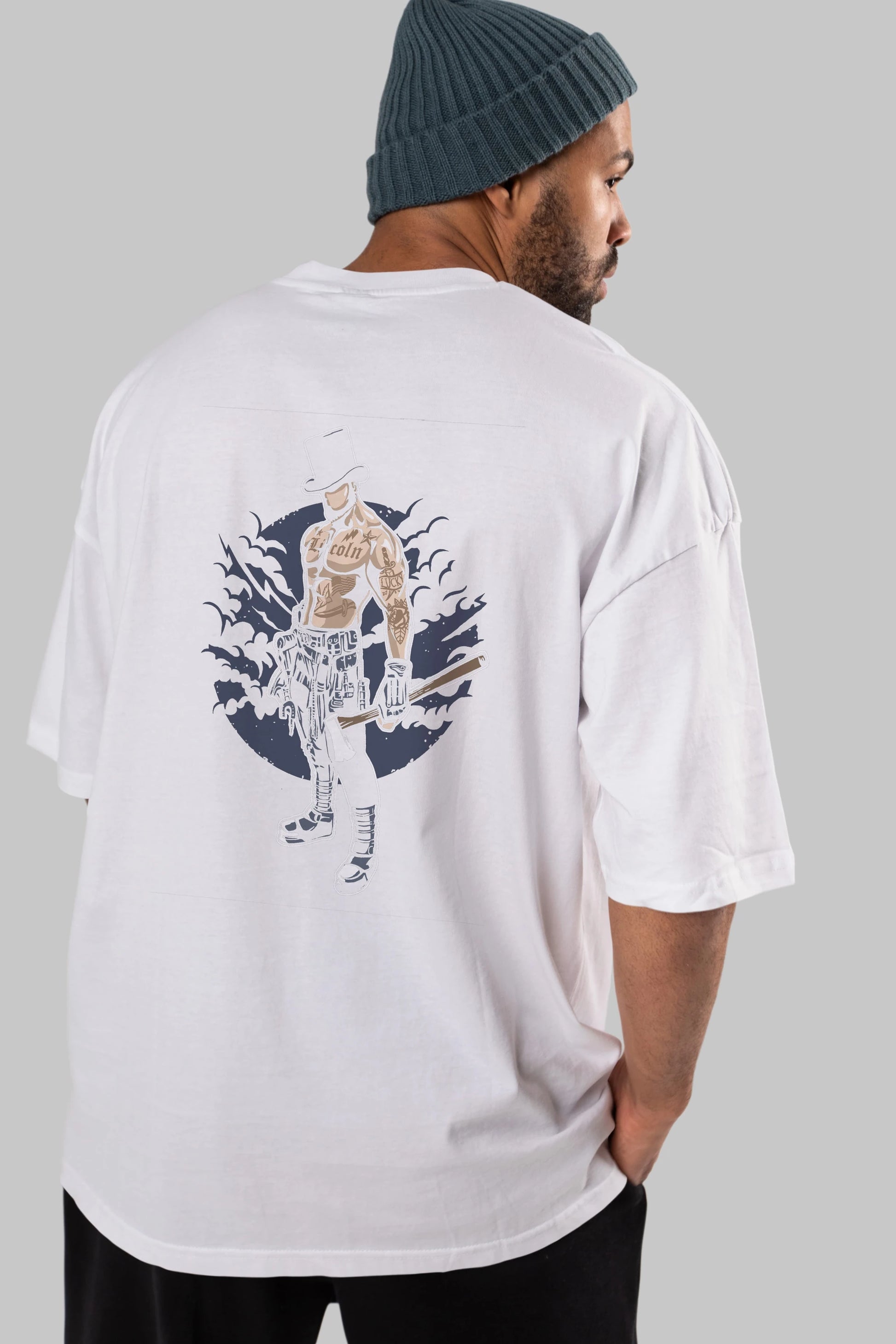 Lincoln Arka Baskılı Oversize t-shirt Erkek Kadın Unisex %100 Pamuk