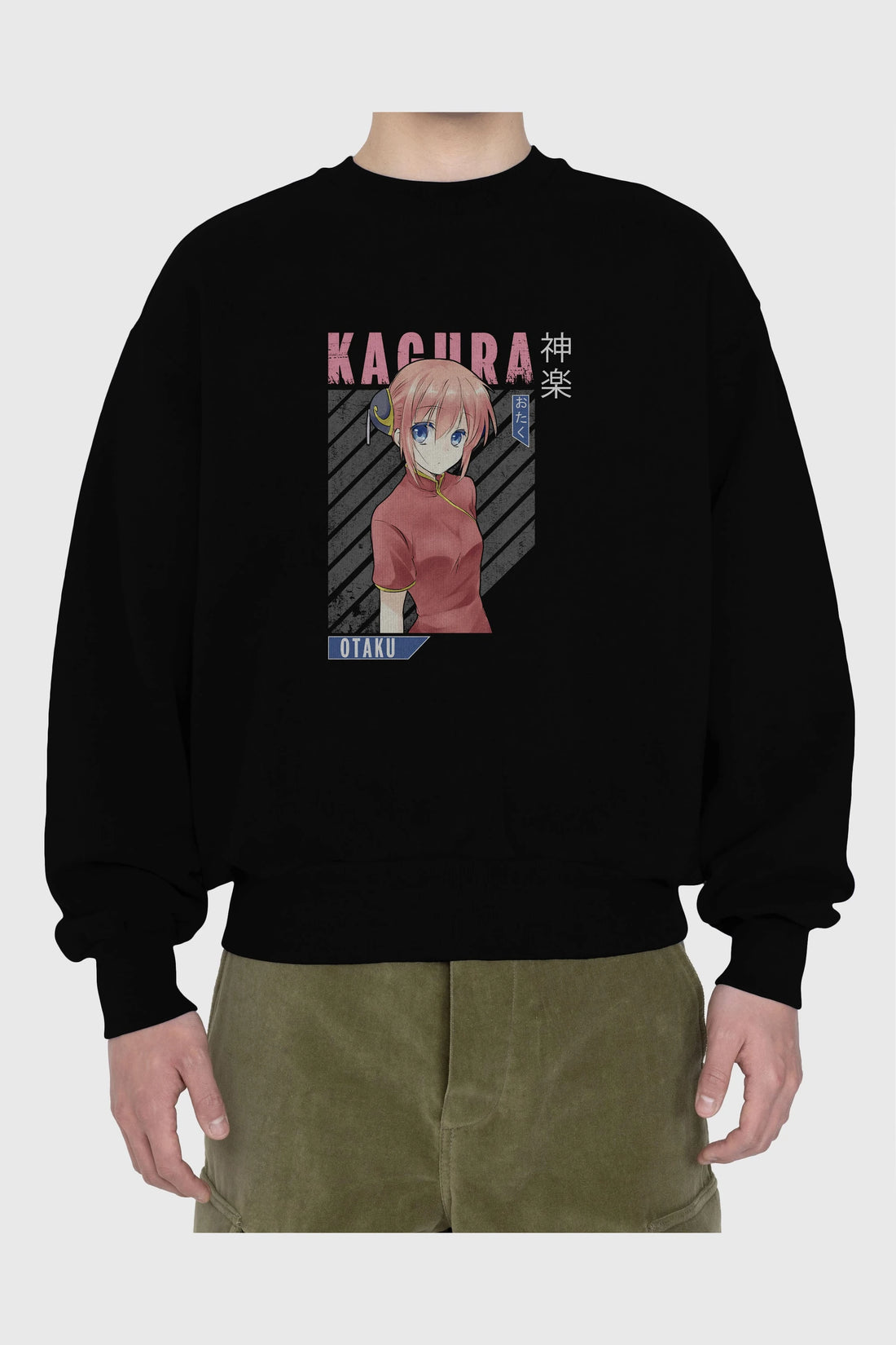 Kagura GINTAMA Anime Ön Baskılı Oversize Sweatshirt Erkek Kadın Unisex