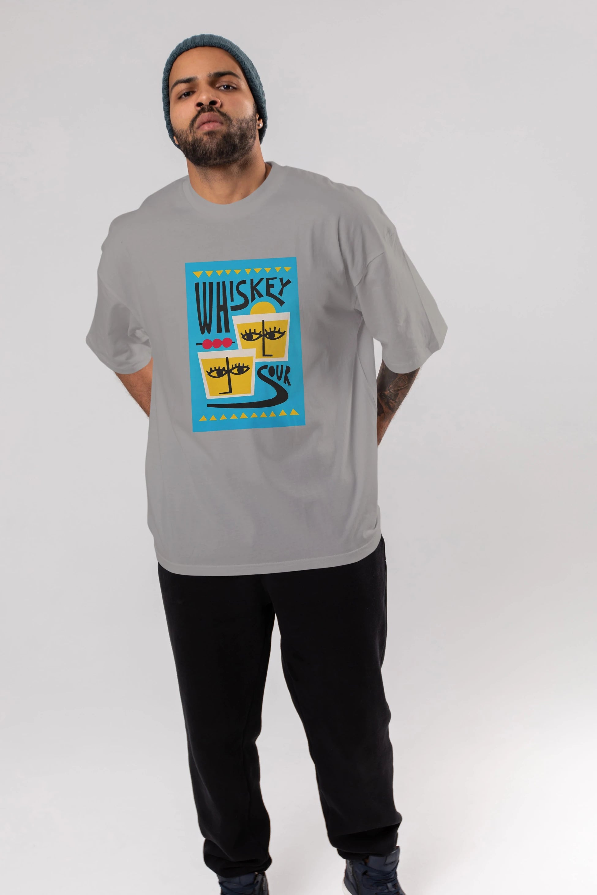 Whiskey Sour 2 Ön Baskılı Oversize t-shirt Erkek Kadın Unisex %100 Pamuk Bisiklet Yaka tişort