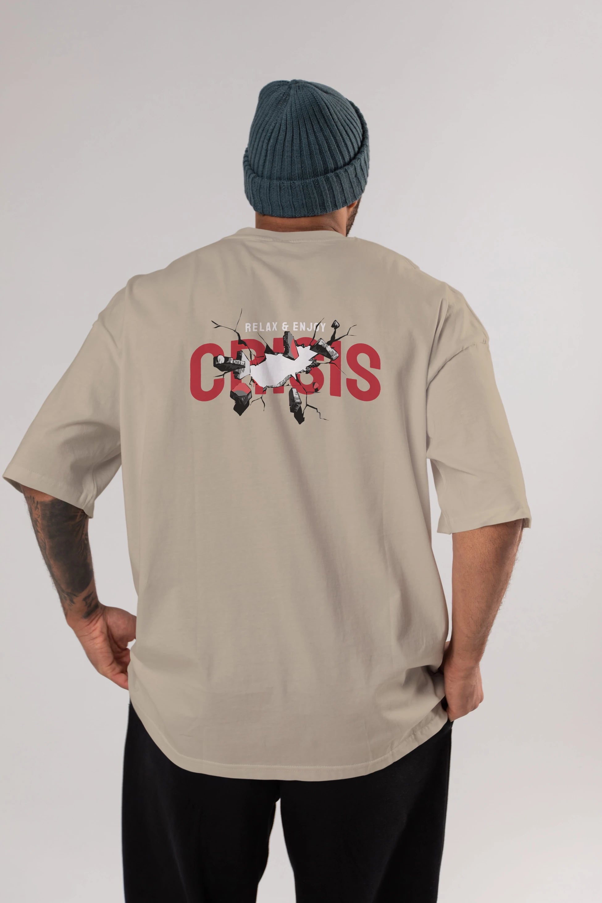Relax and Enjoy Arka Baskılı Oversize t-shirt Erkek Kadın Unisex