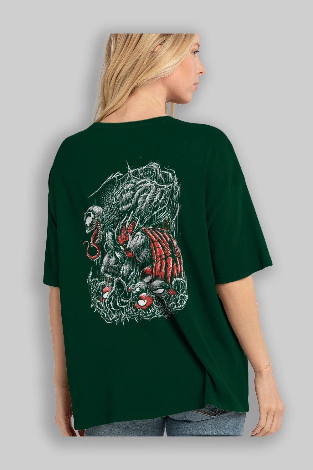 Venom (14) Arka Baskılı Oversize t-shirt Erkek Kadın Unisex %100 Pamuk Bisiklet Yaka tişort